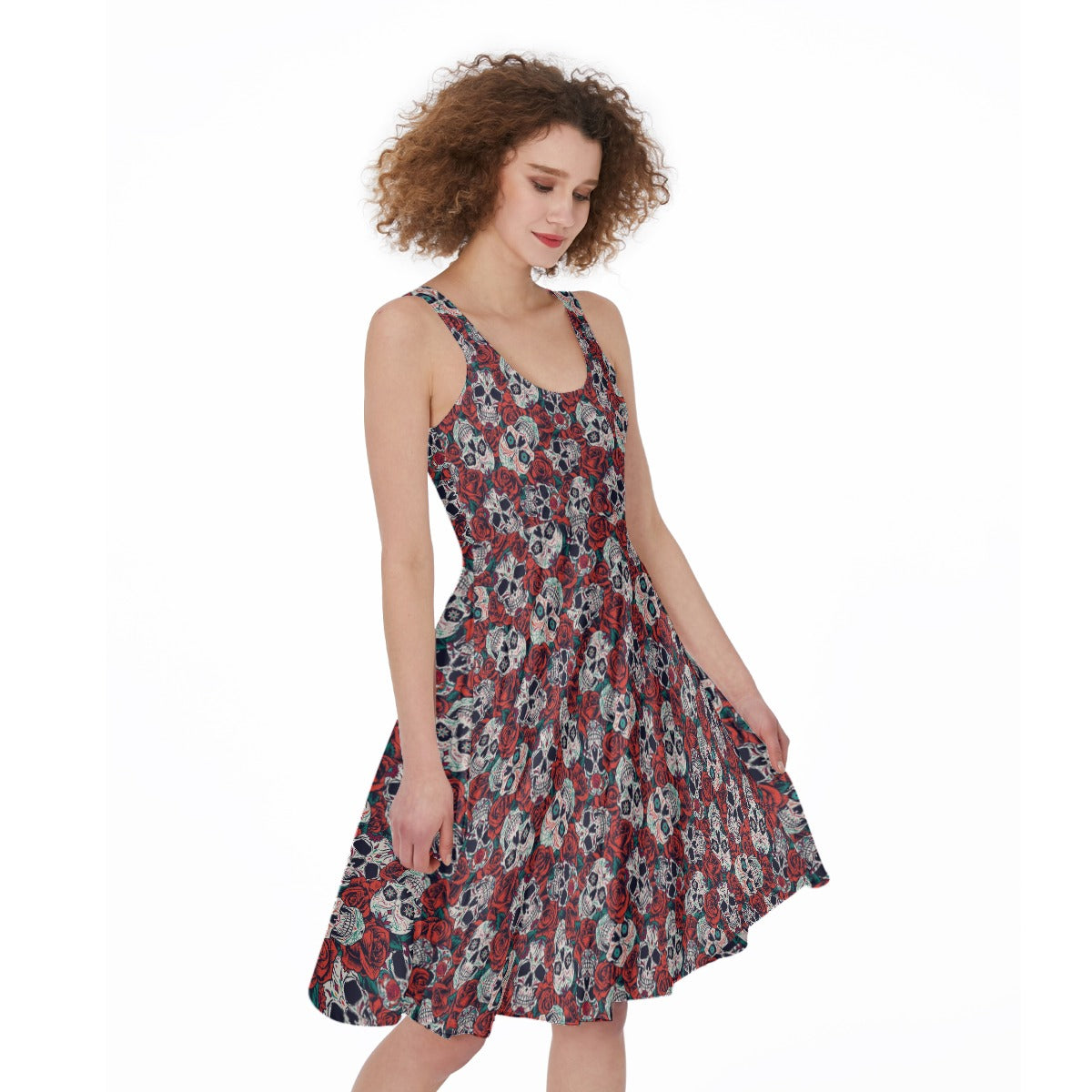"Dia de Muertos in Roses" Women's Sleeveless Dress