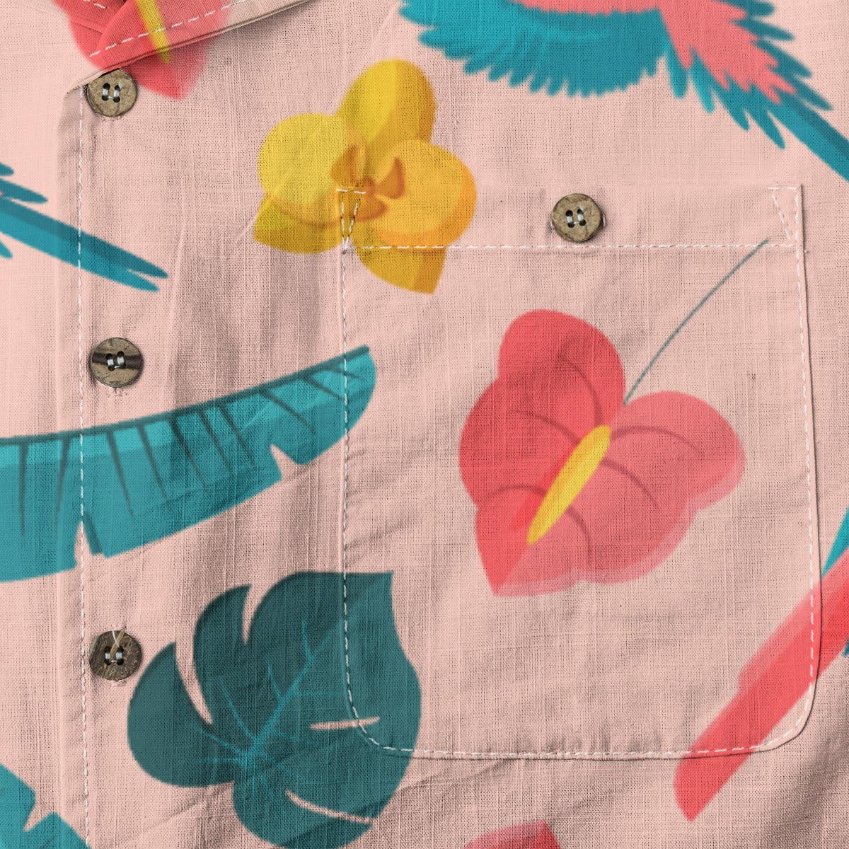 "Colorful Plumage" Hawaiian Shirt - 100% Cotton