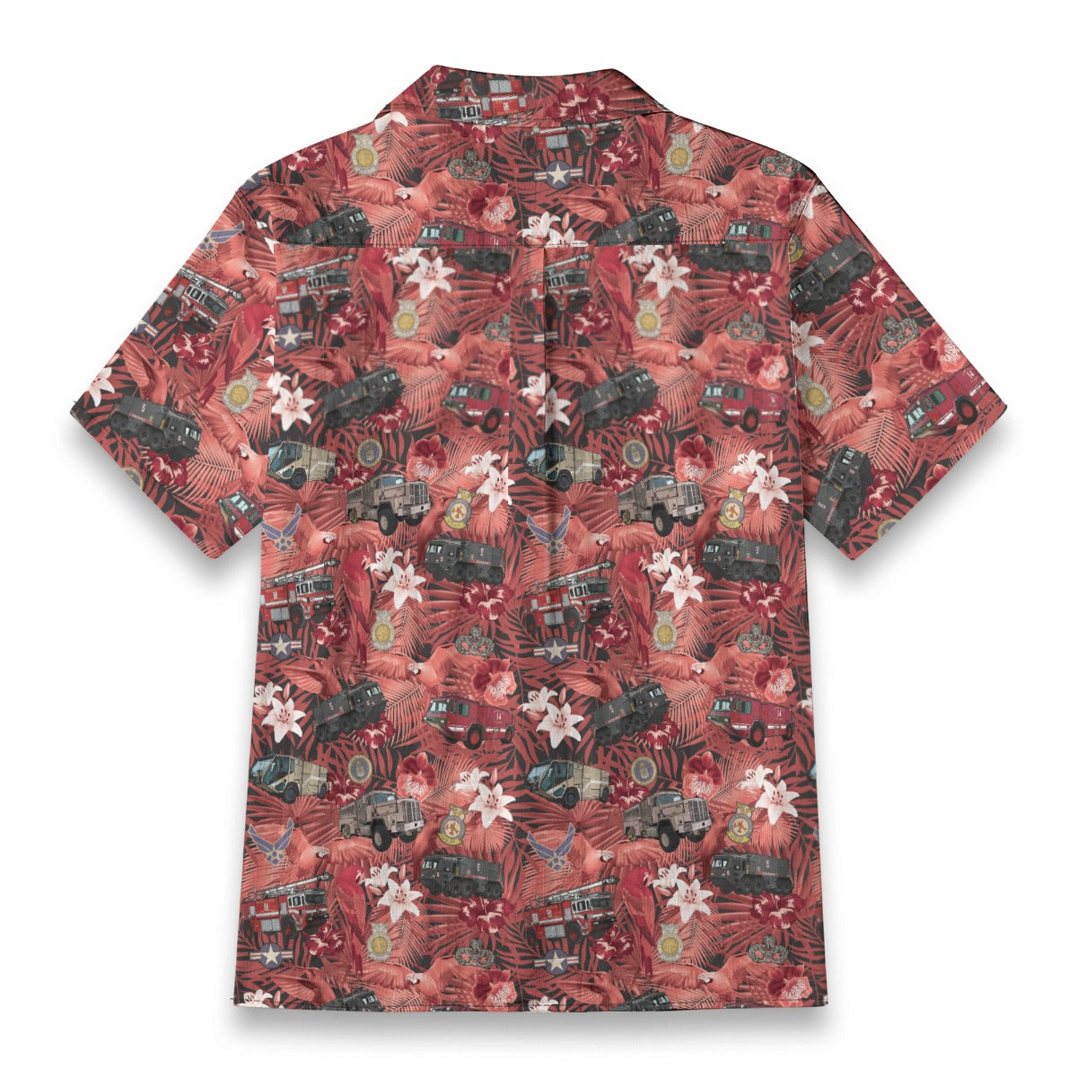 Hawaiian Shirt - "The Goodfellow Era ARFF Trucks" - Red 100% Cotton