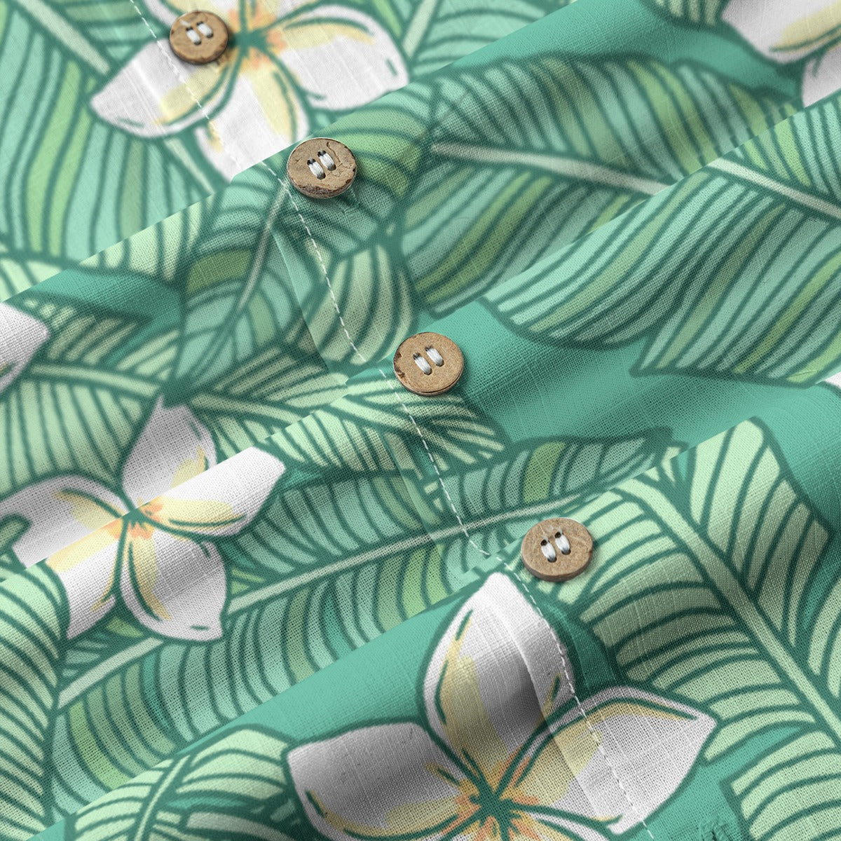 "Jasmine Palm Paradise" Hawaiian Shirt - 100% Cotton