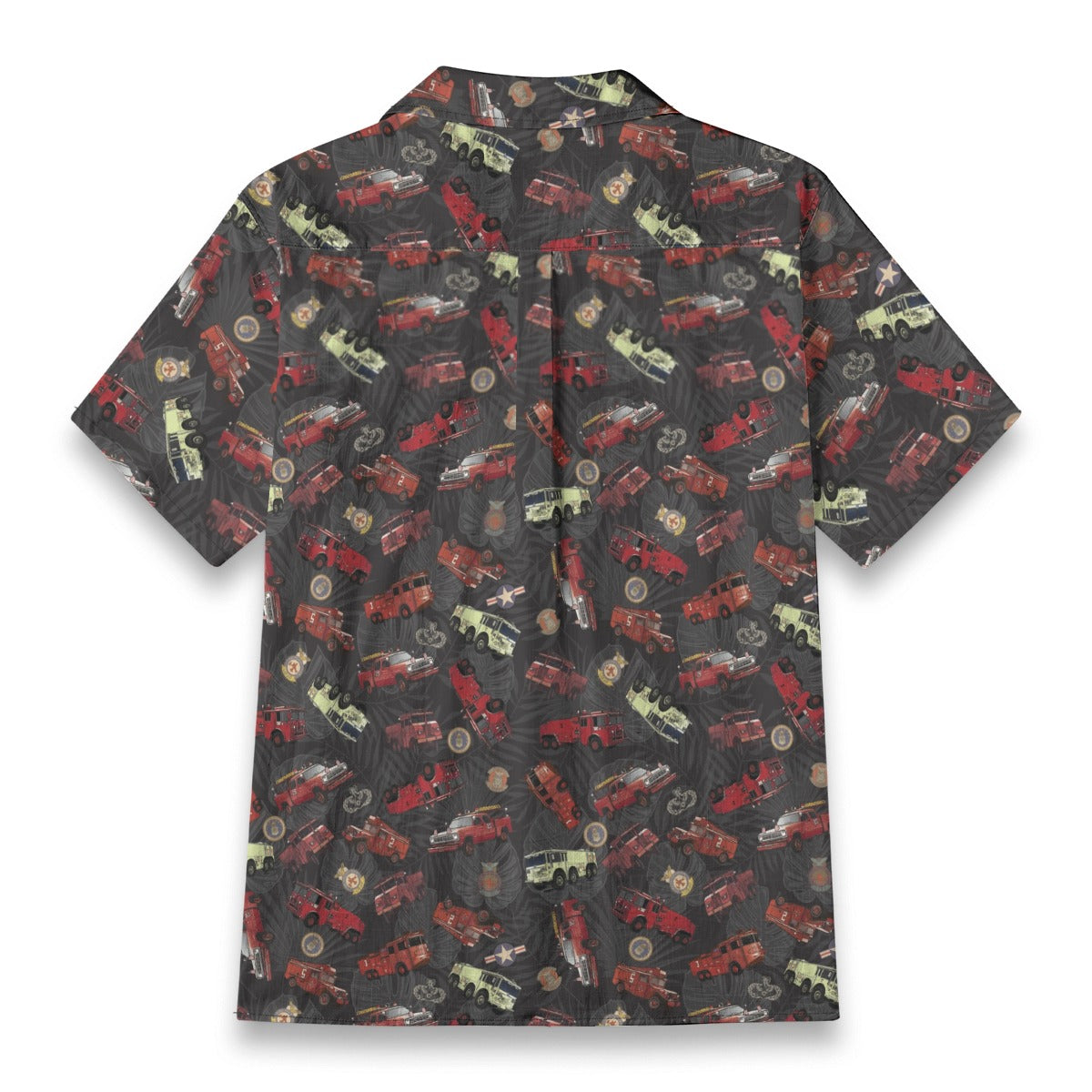 Hawaiian Shirt - "Vietnam Era Crash Trucks" - Black 100% Cotton