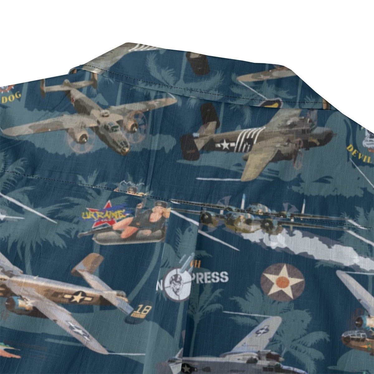"B-25 Mitchell Tribute" Hawaiian Shirt 100%  Cotton - Blue