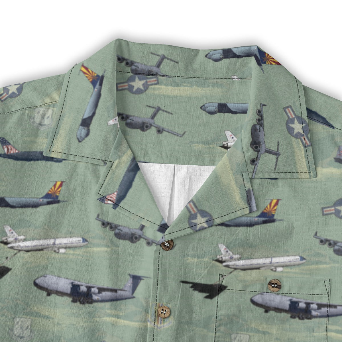 "Air Mobility Command " Tribute Hawaiian Shirt, Green 100% Cotton!