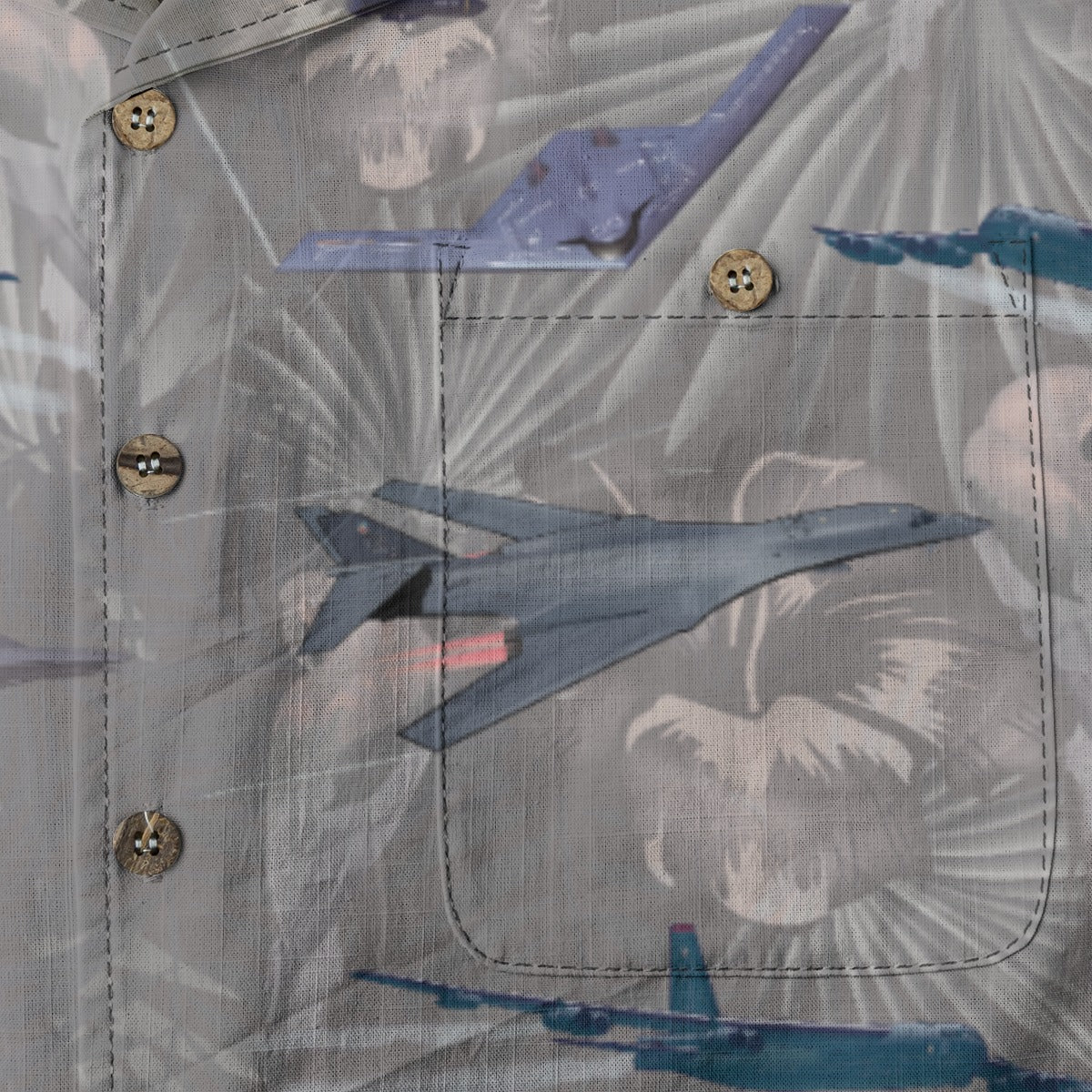 "USAF Bombers" Tribute Hawaiian Shirt, Gray 100% Cotton!