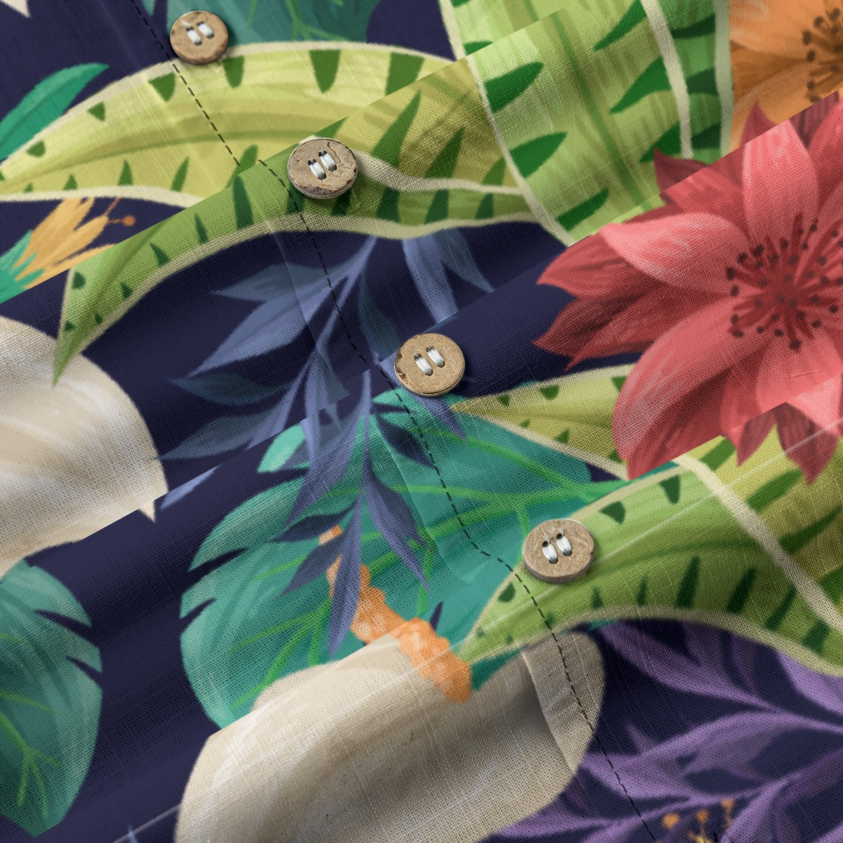 "Nocturnal Blooms" Hawaiian Shirt - 100% Cotton