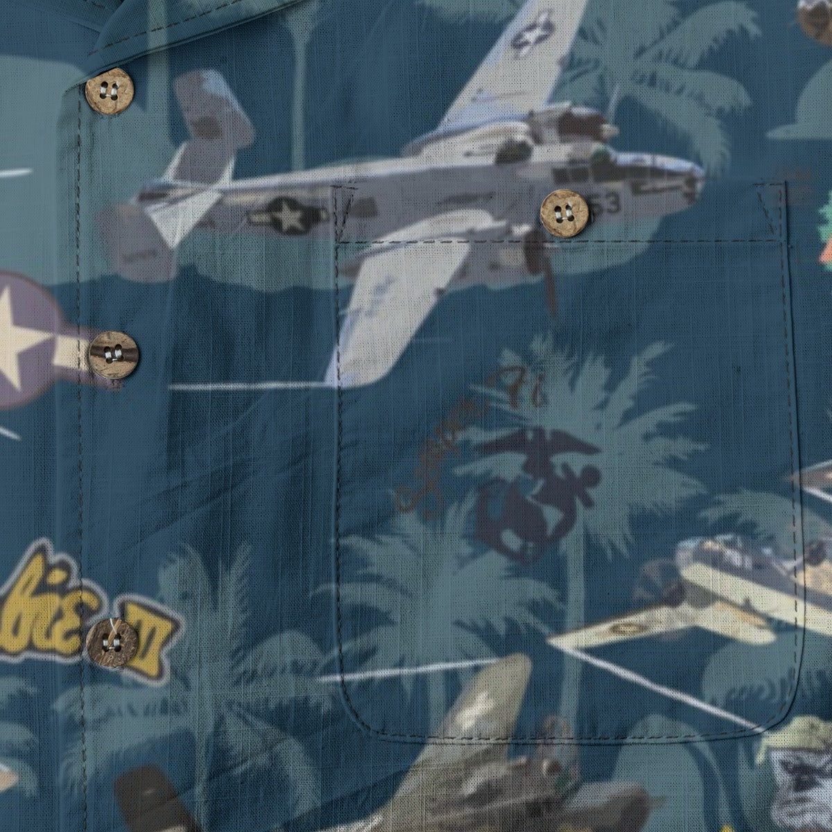 "B-25 Mitchell Tribute" Hawaiian Shirt 100%  Cotton - Blue