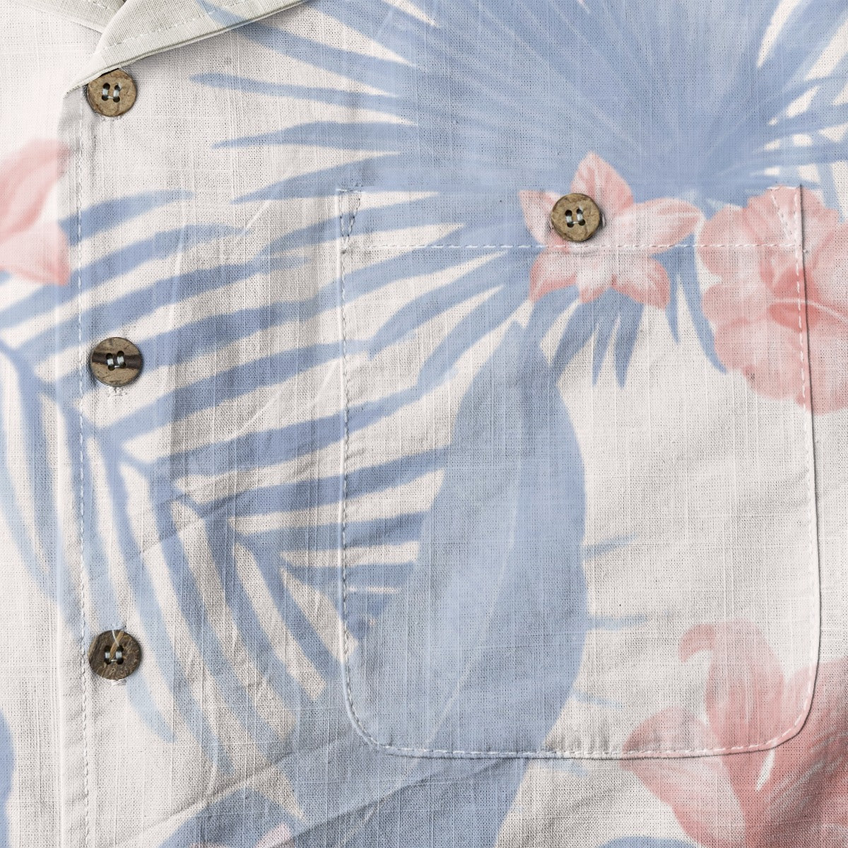 "Tropical Bliss, Coral Hibiscus" Hawaiian Shirt - 100%  Cotton