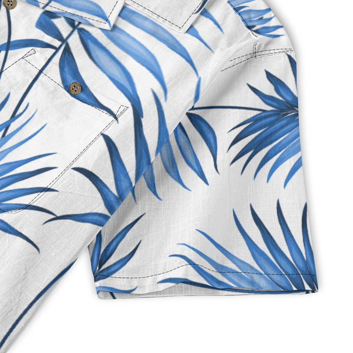 "Sapphire Palm Serenity" Hawaiian Shirt - 100% Cotton