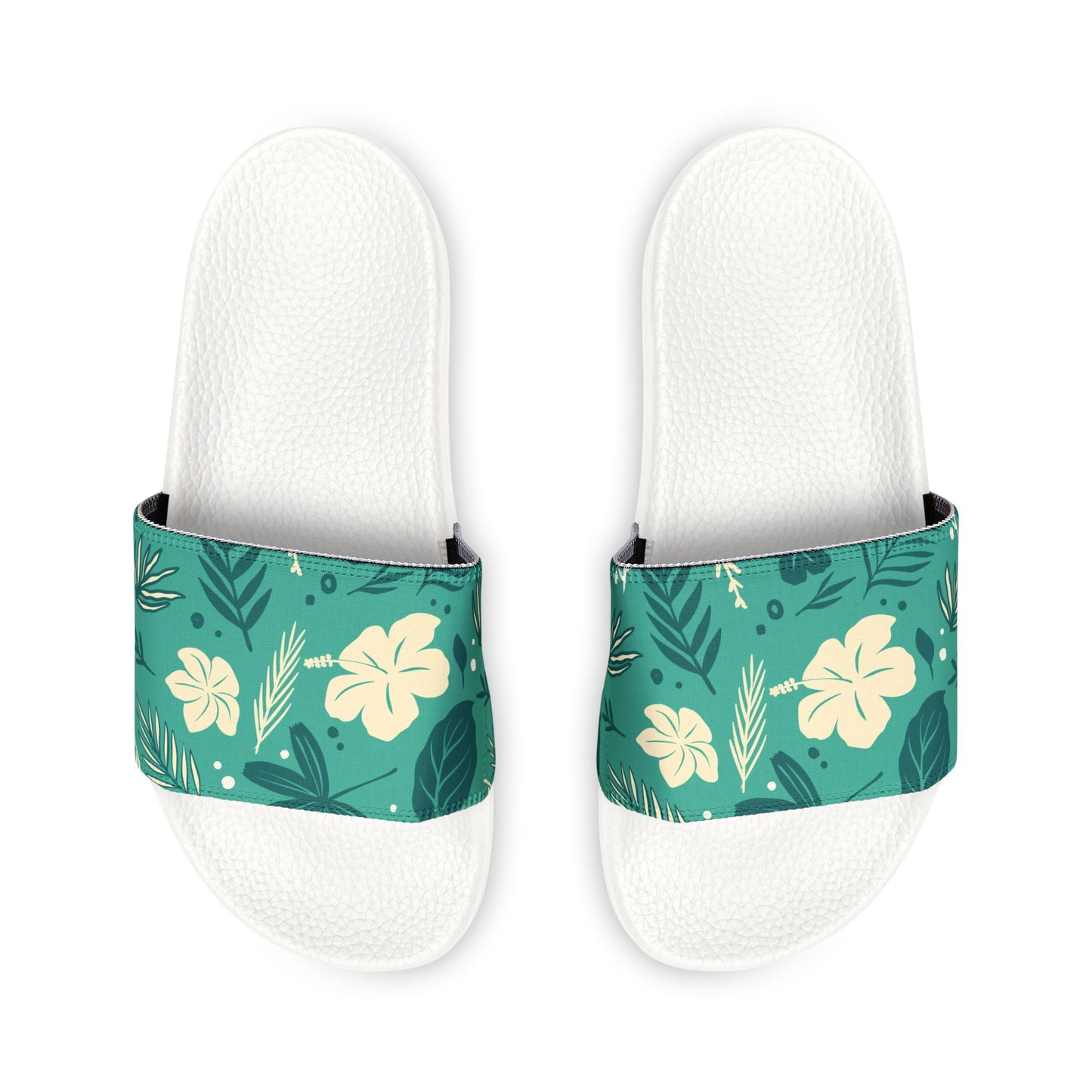 "Tropical Whispers: Teal Tapestry" Men's Beach Sandals - Island Vibes For Life