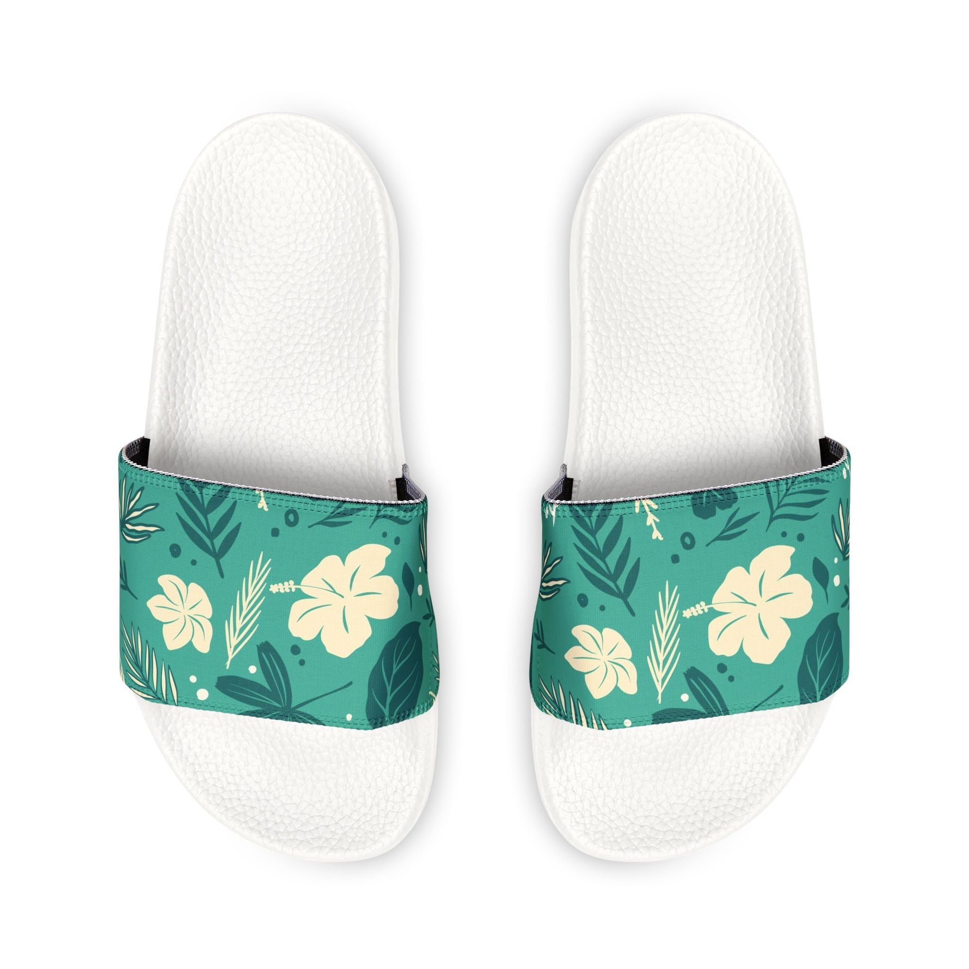 "Tropical Whispers: Teal Tapestry" Men's Beach Sandals - Island Vibes For Life