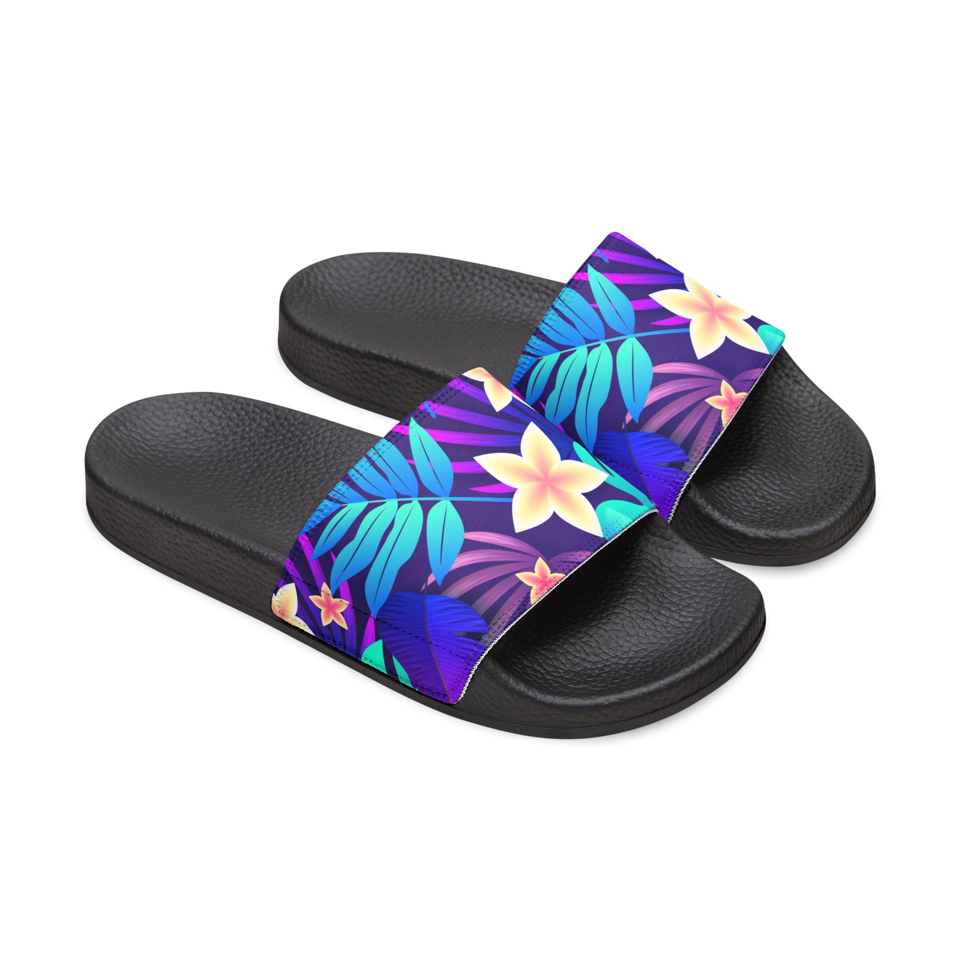 "Purple Paradise Blooms" Men's Beach Sandals - Island Vibes For Life