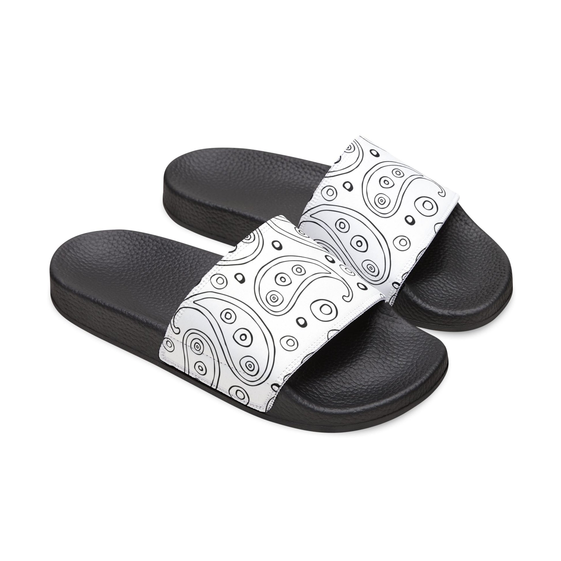 "White Paisley Breeze" Men's Beach Sandals - Island Vibes For Life