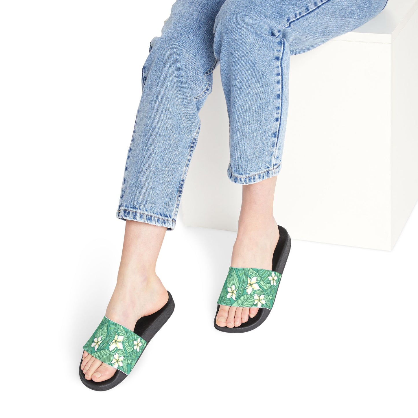 "Jasmine Palm Paradise" Women's Beach Sandals - Island Vibes For Life