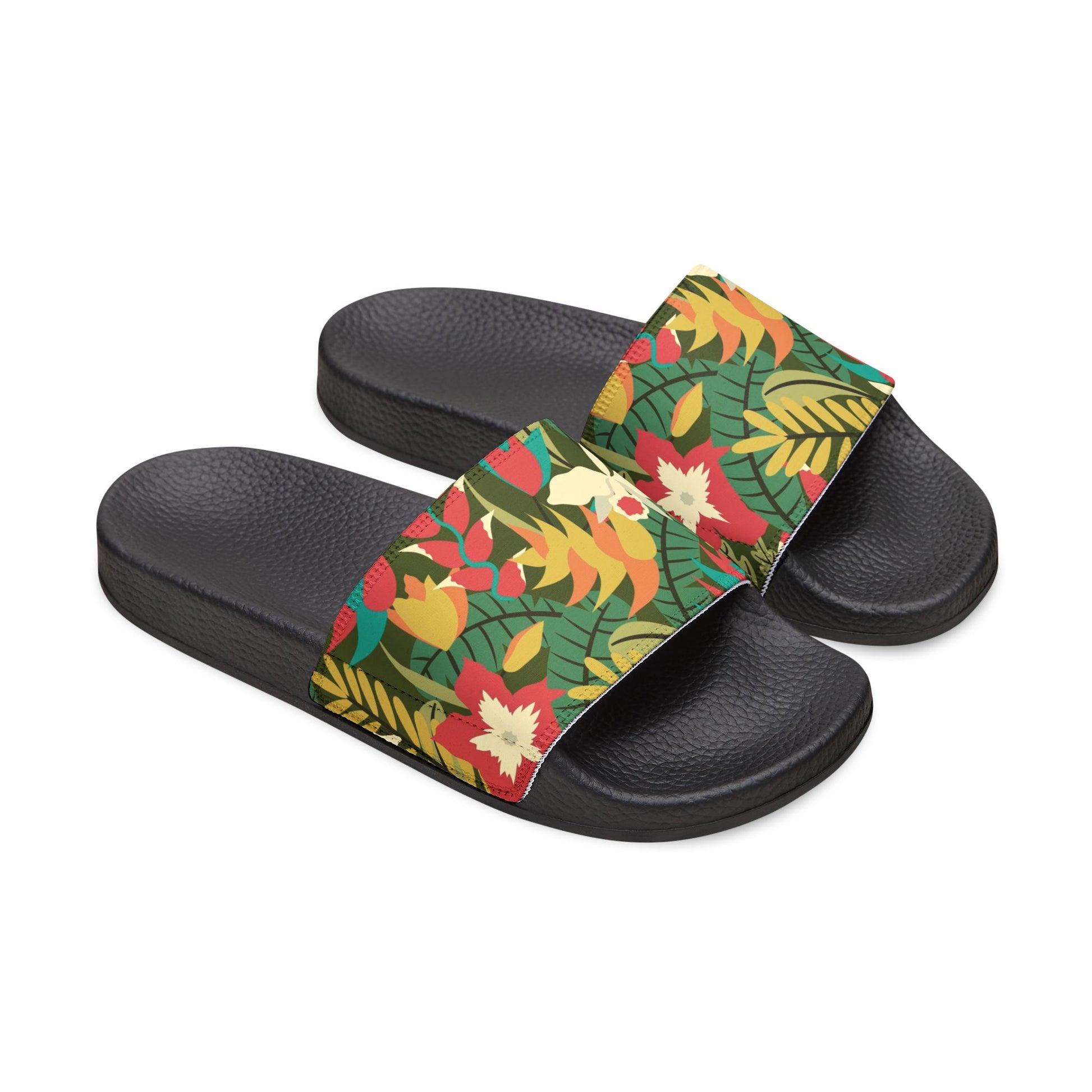 "Verde Vista: A Botanical Fantasy" Men's Beach Sandals - Island Vibes For Life