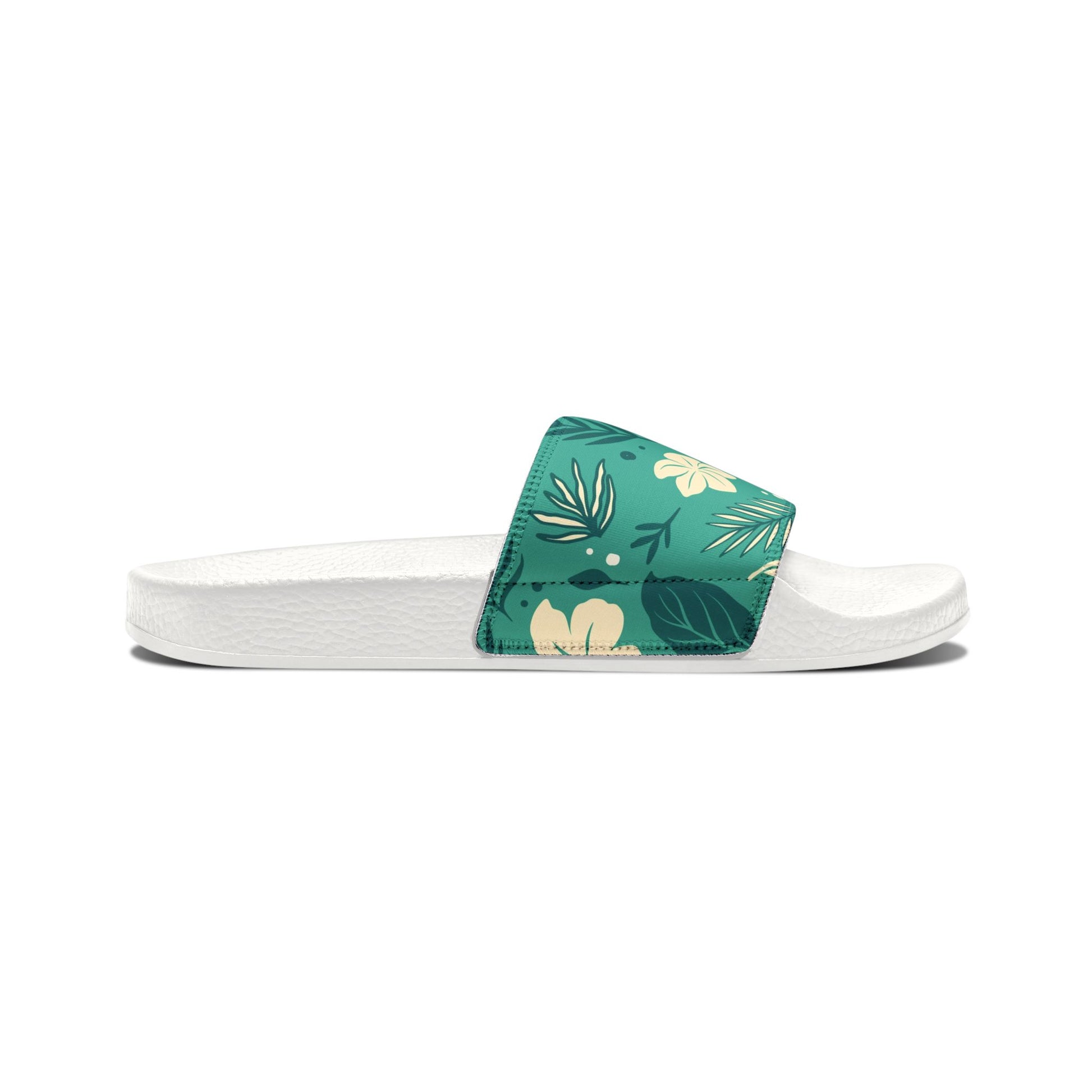 "Tropical Whispers: Teal Tapestry" Men's Beach Sandals - Island Vibes For Life