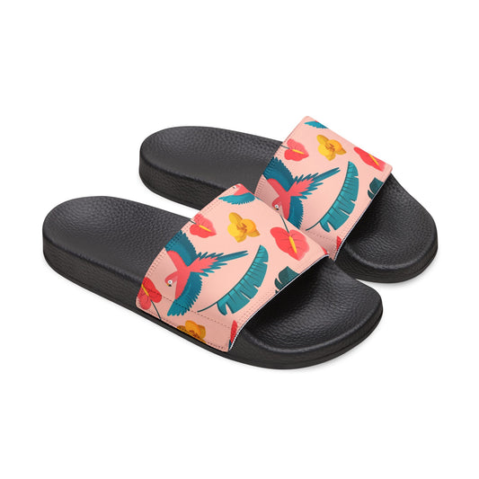 "Colorful Plumage: Pink Paradise" Women's Beach Sandals - Island Vibes For Life