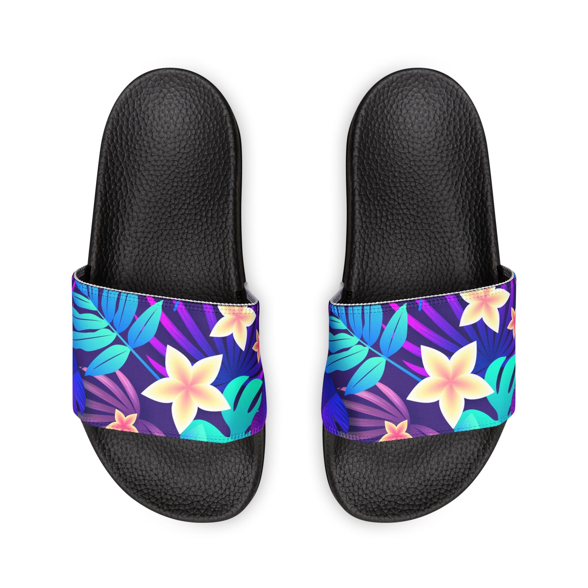 "Purple Paradise Blooms" Men's Beach Sandals - Island Vibes For Life