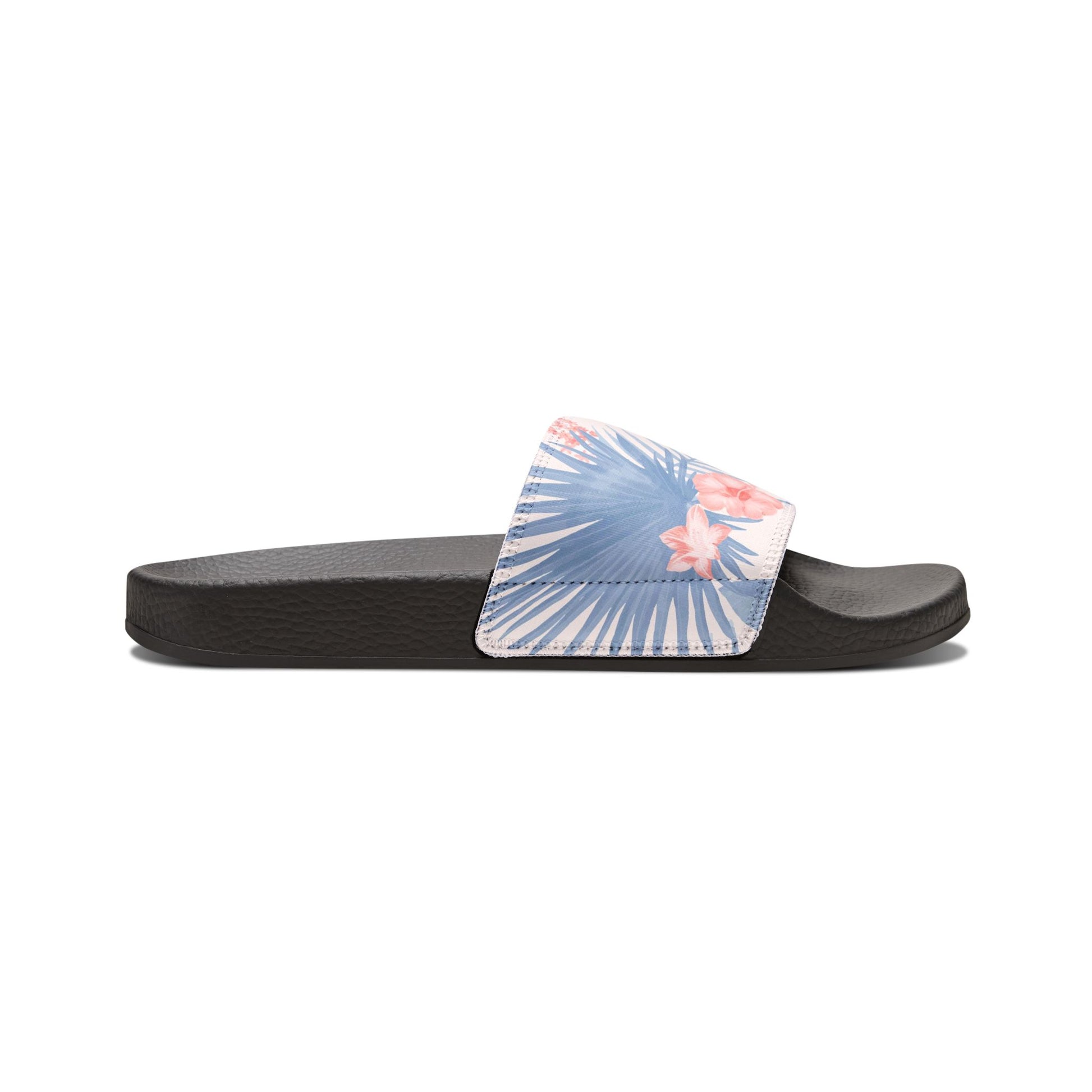 "Tropical Bliss: Coral Hibiscus Dreams" Women's Slide Sandals - Island Vibes For Life