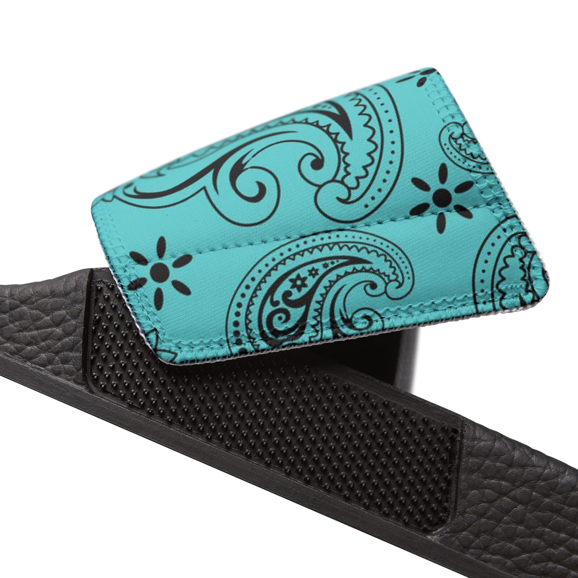 "Teal Paisley Treasure" Men's Beach Sandals - Island Vibes For Life