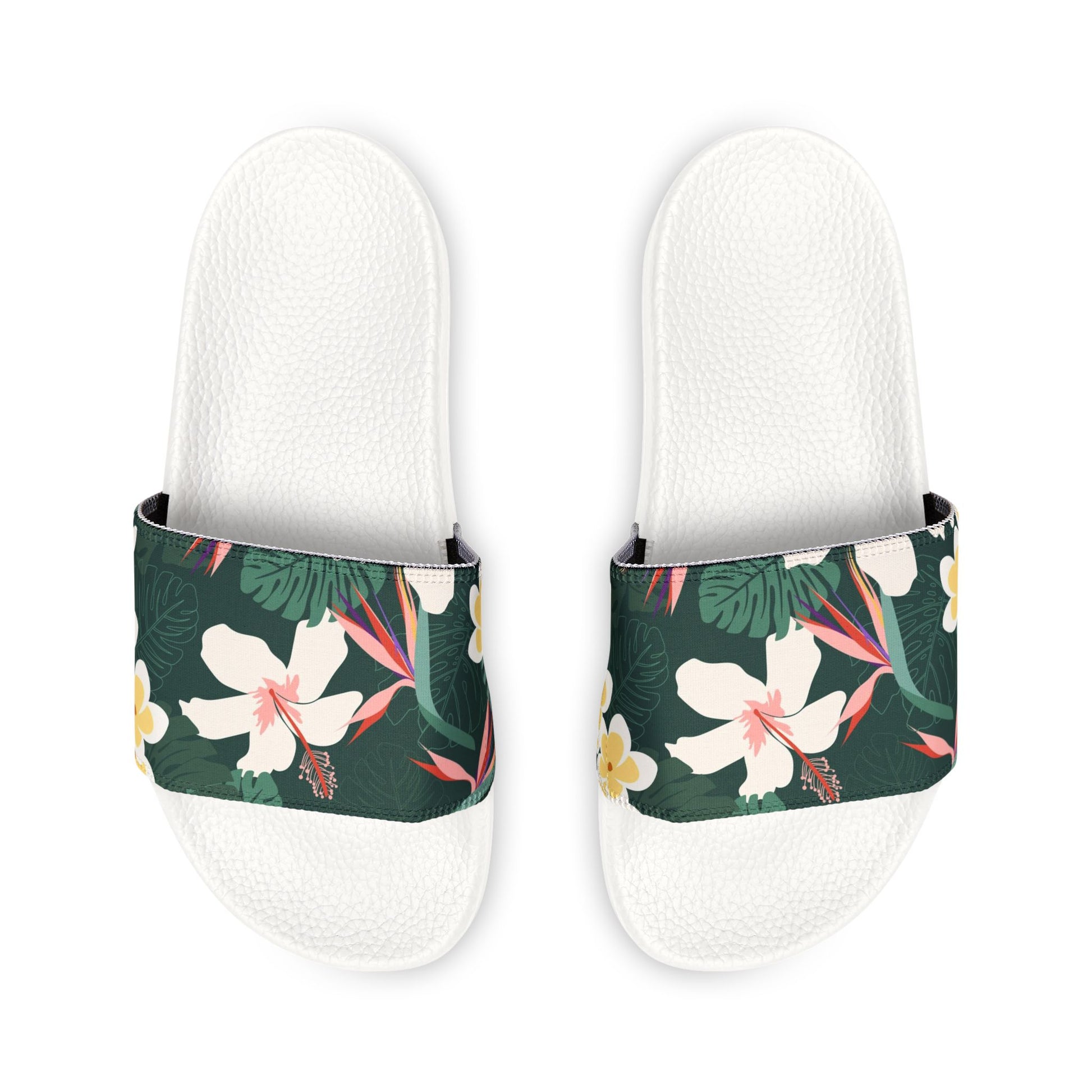 "Dark Allure with Floral Flourish" Women's Beach Sandals - Island Vibes For Life