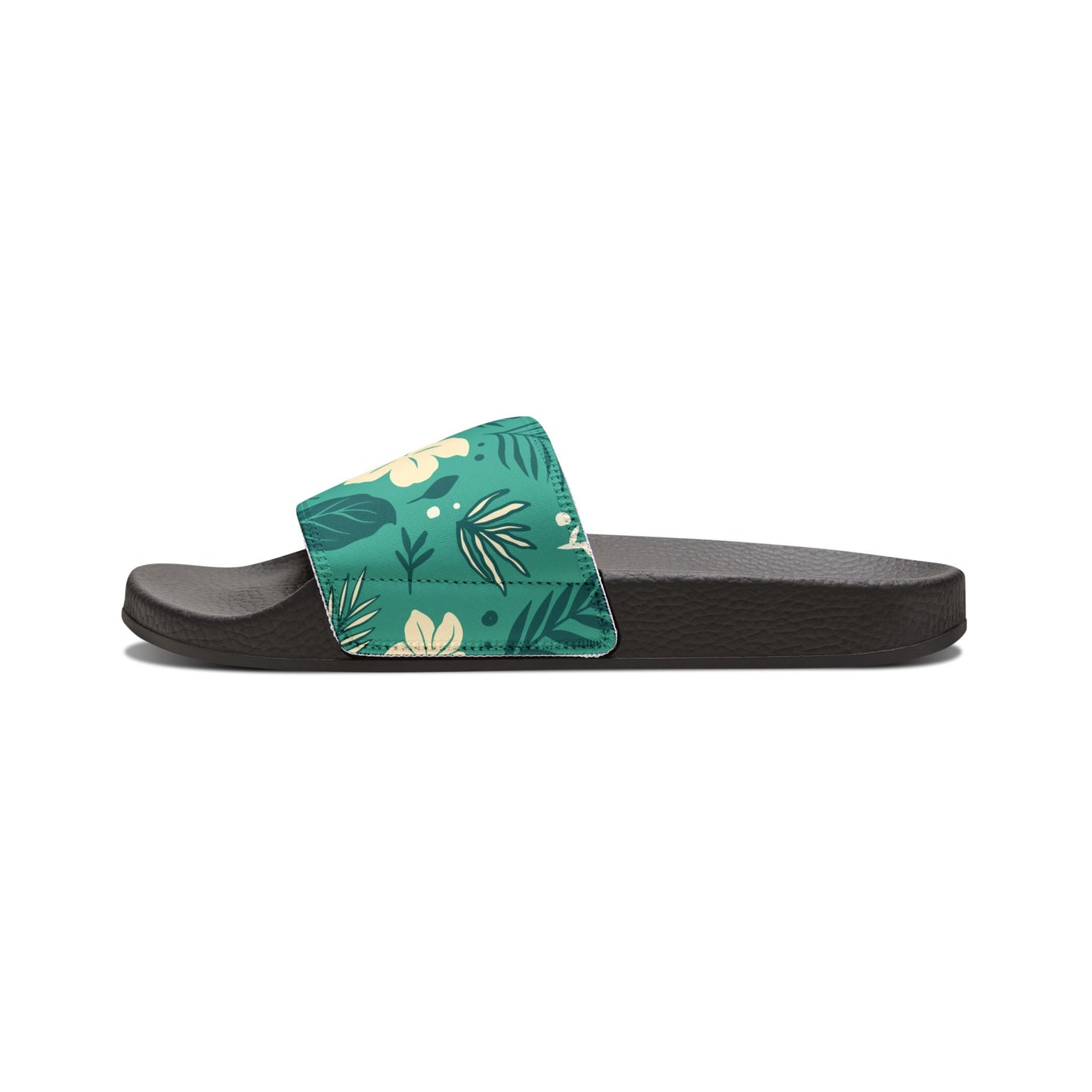 "Tropical Whispers: Teal Tapestry" Men's Beach Sandals - Island Vibes For Life