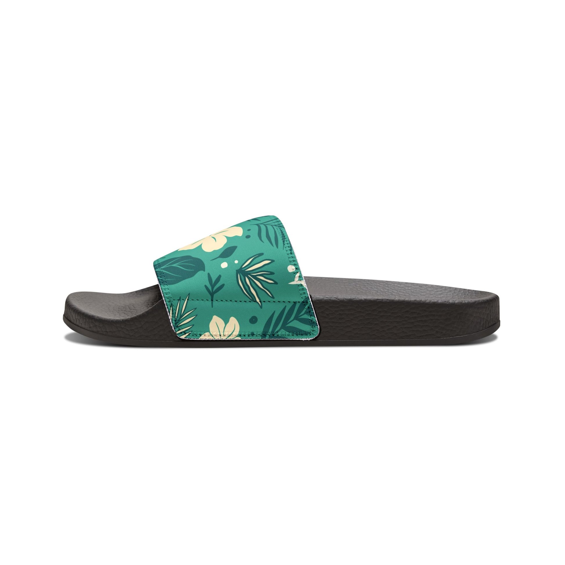 "Tropical Whispers: Teal Tapestry" Men's Beach Sandals - Island Vibes For Life