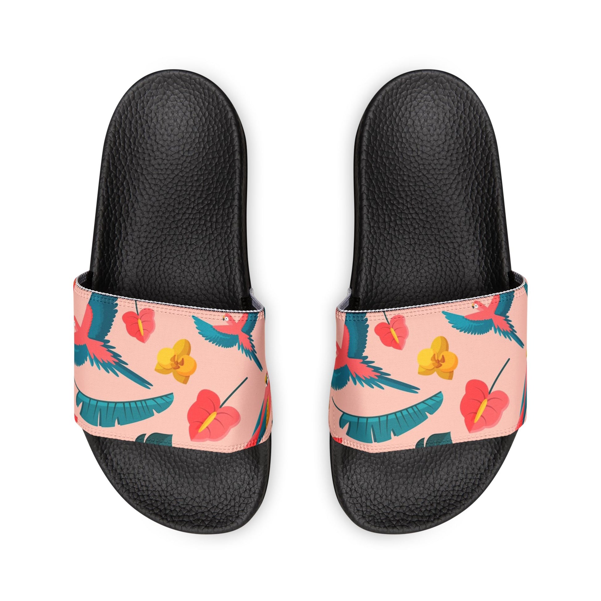 "Colorful Plumage: Pink Paradise" Men's Beach Sandals - Island Vibes For Life