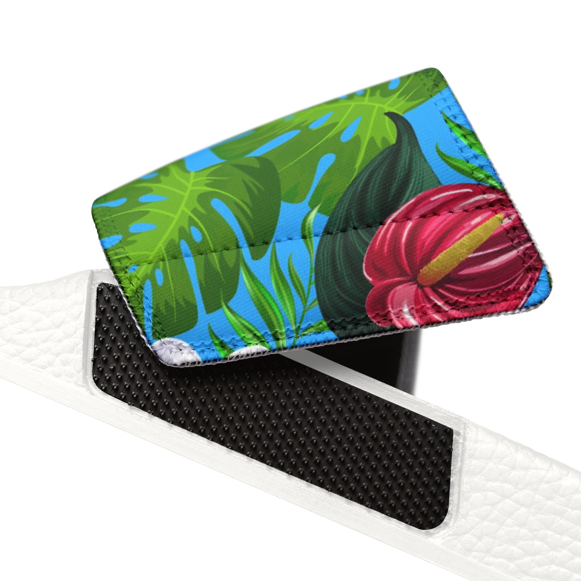 "Jungle Odyssey Hues: Rainforest Expedition" Women's Beach Sandals - Island Vibes For Life