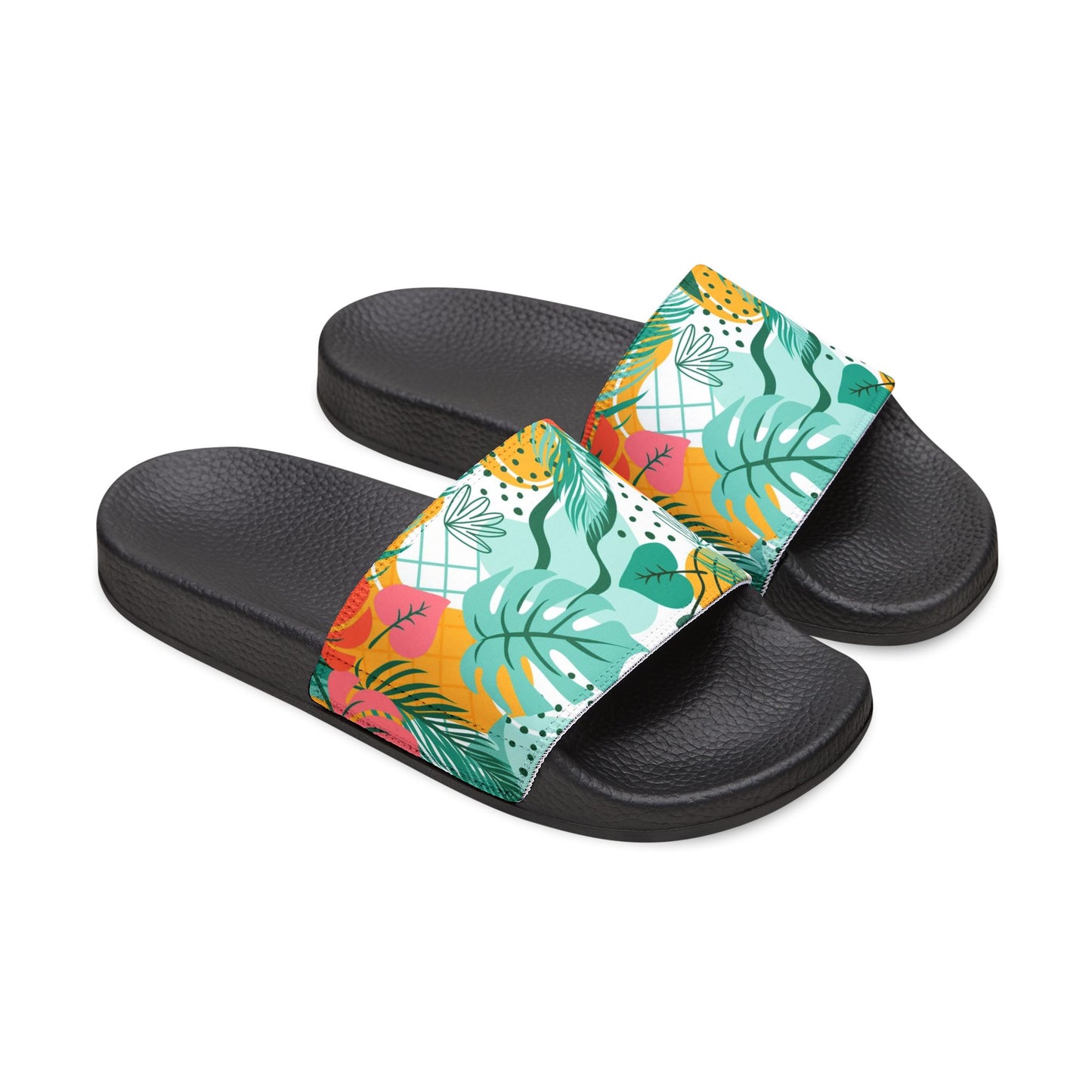 "Island Leaves Kaleidoscope" Men's Beach Sandals - Island Vibes For Life