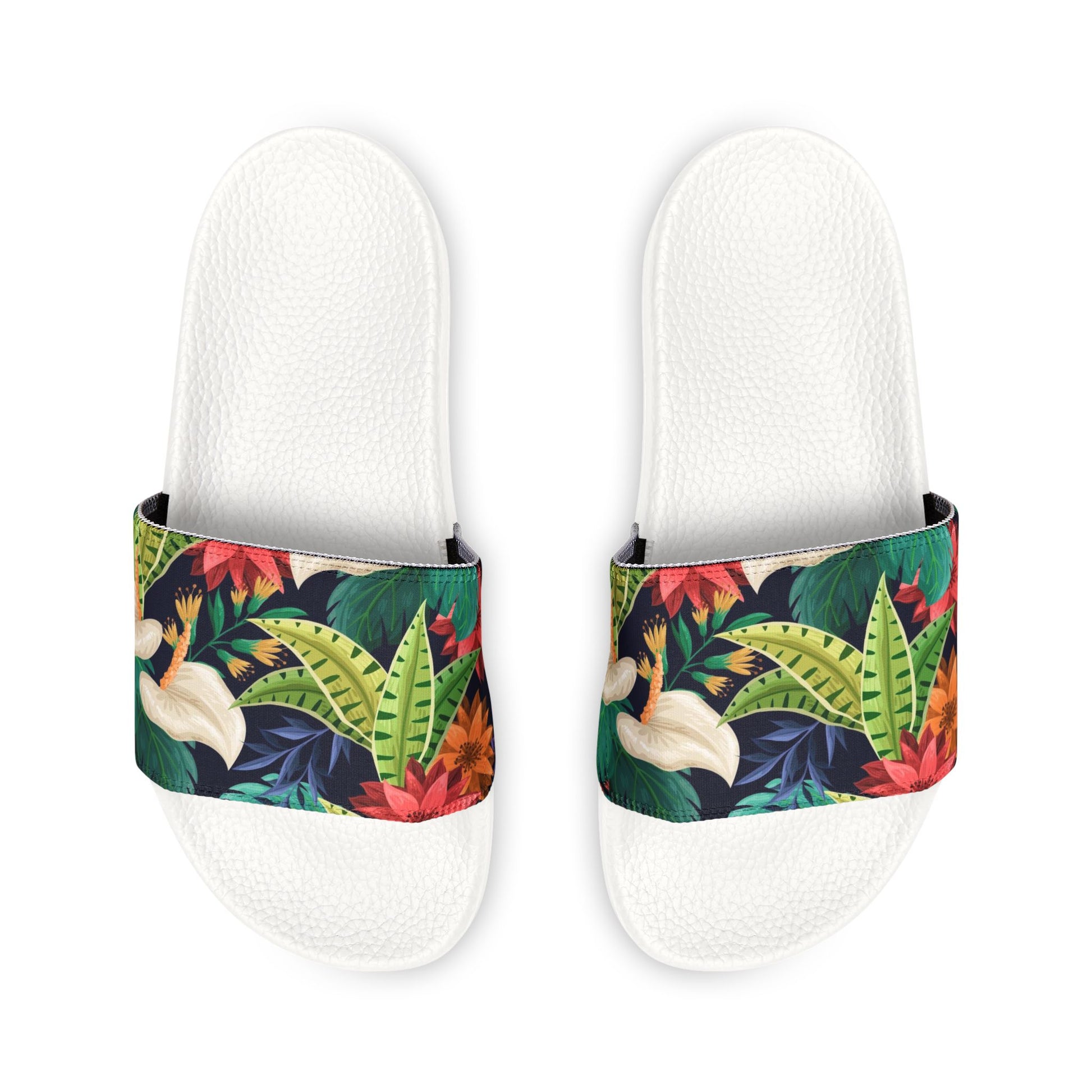 "Nocturnal Blooms: Nighttime Botanical Beauty" Men's Beach Sandals - Island Vibes For Life