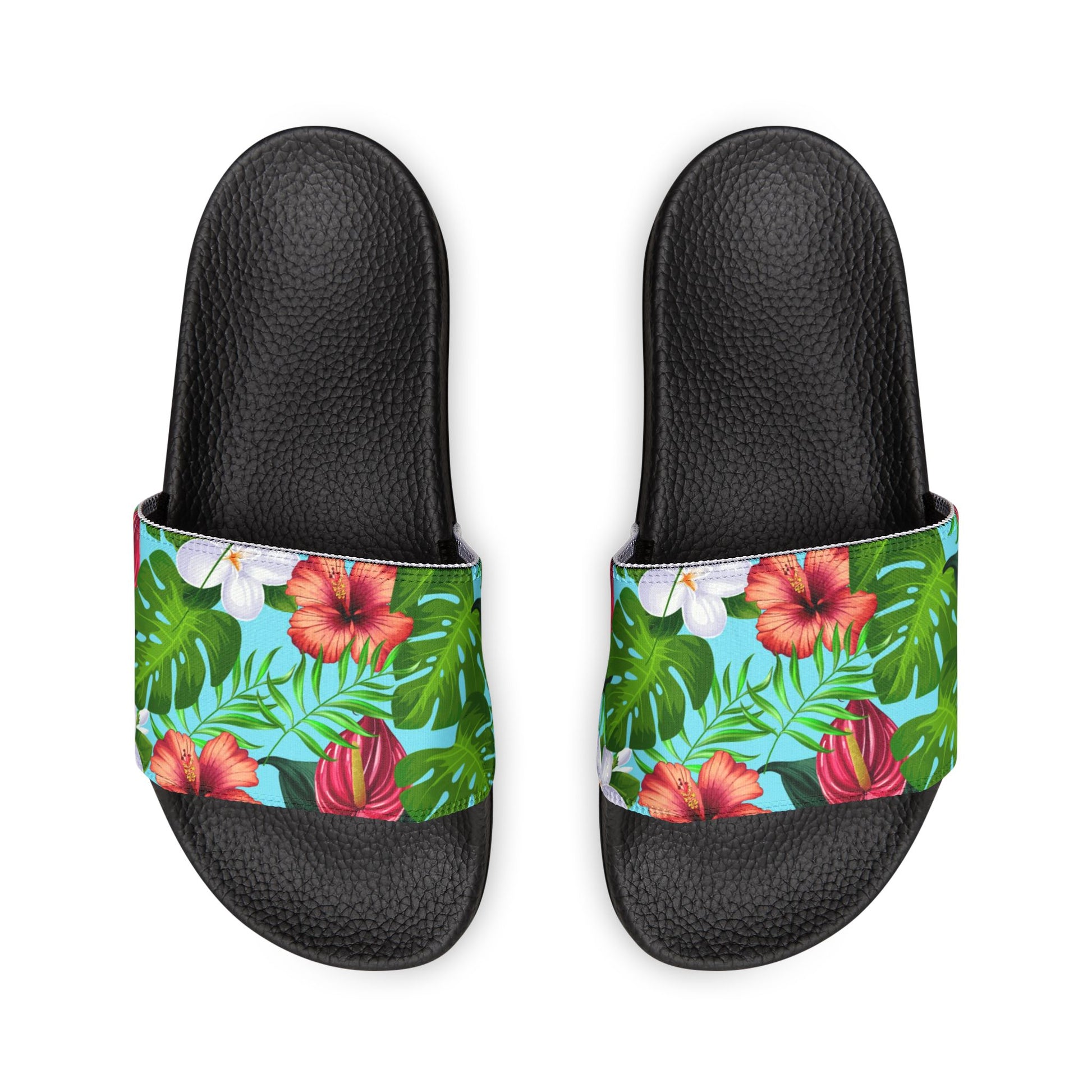 "Jungle Odyssey Hues: Celadon Blue" Men's Beach Sandals - Island Vibes For Life