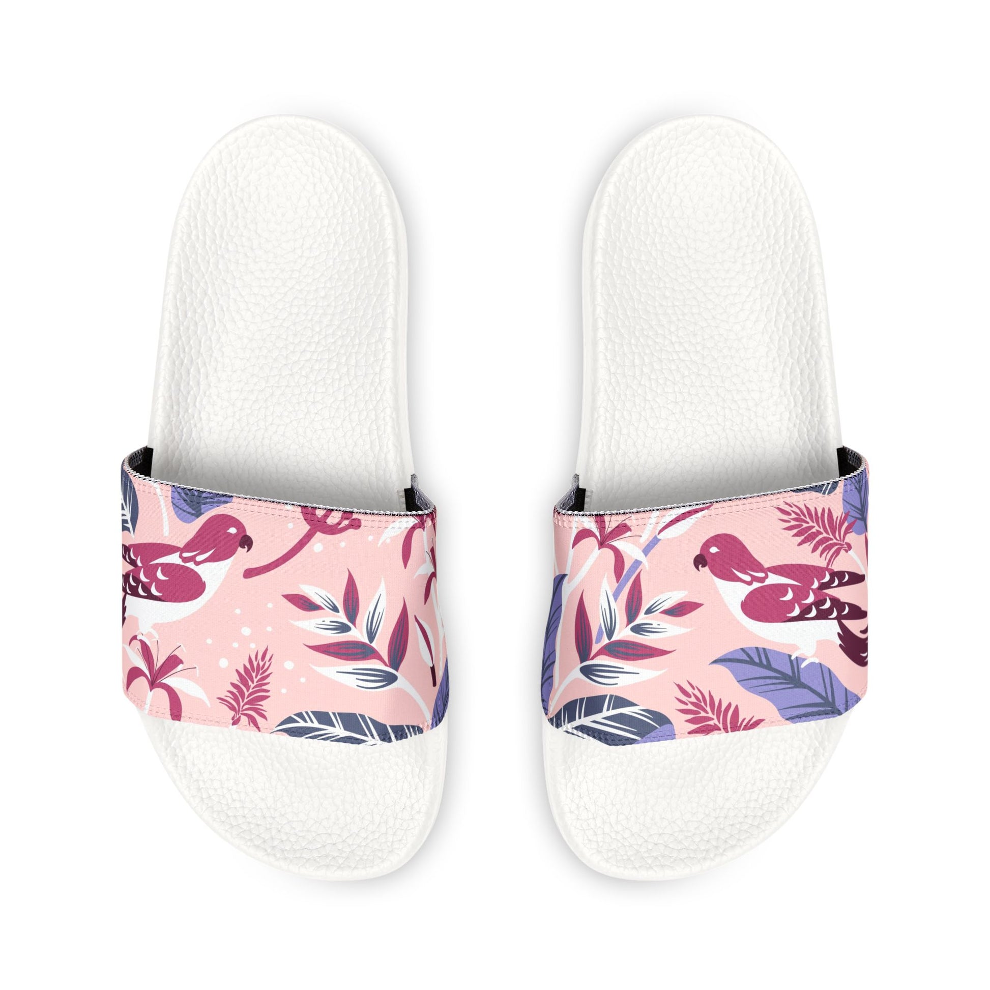 "Tropical Avian Whispers: Pink Paradise" Women's Beach Sandals - Island Vibes For Life