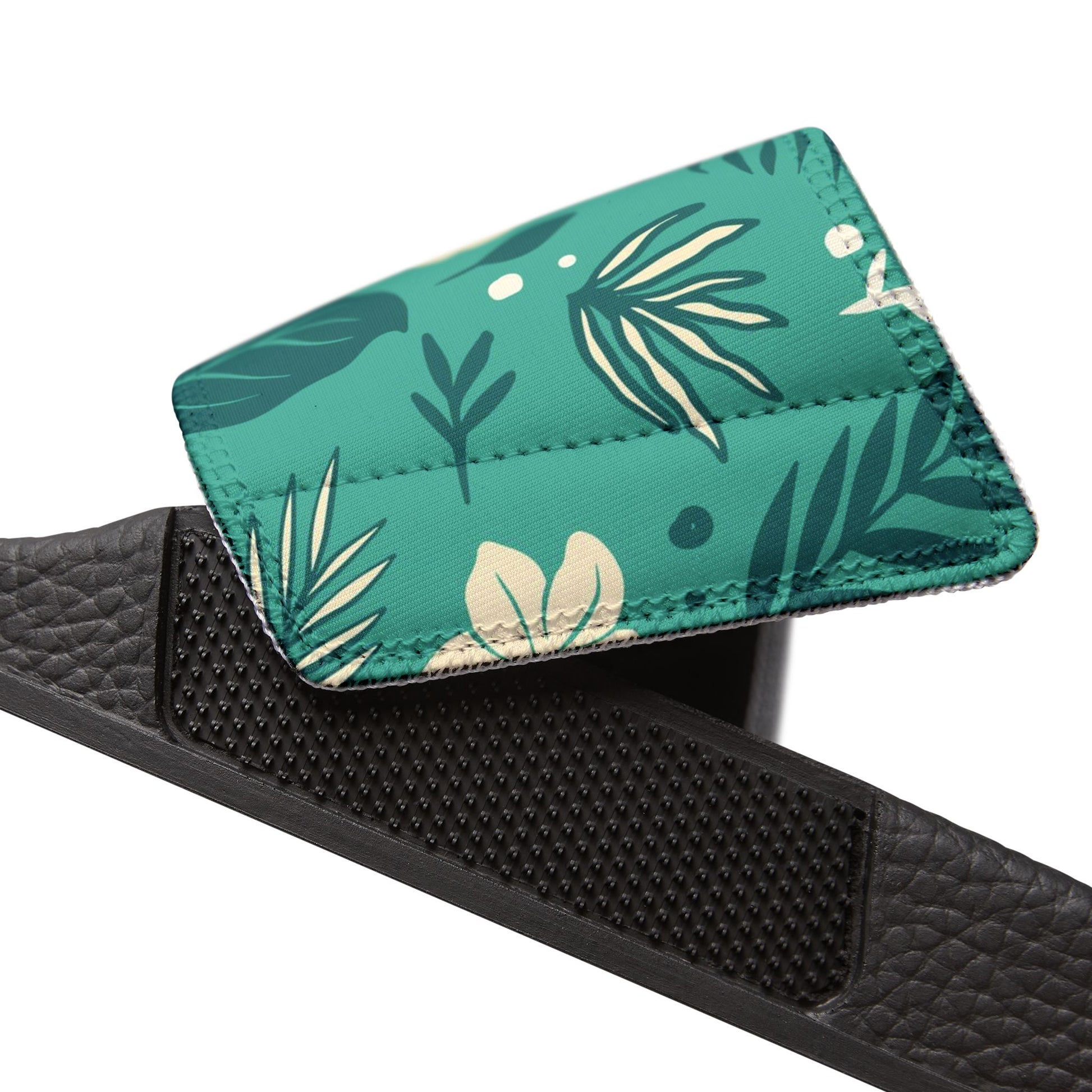 "Tropical Whispers: Teal Tapestry" Men's Beach Sandals - Island Vibes For Life