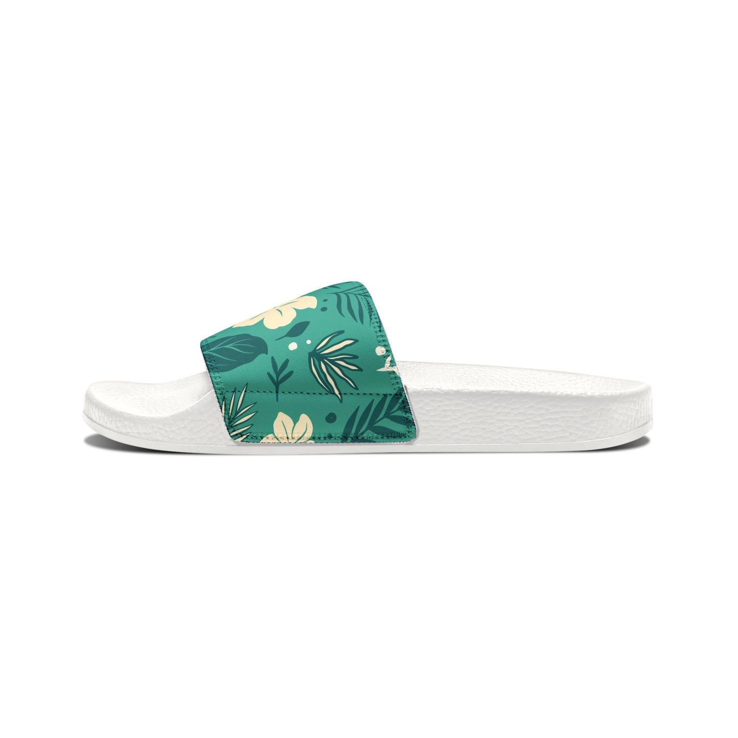 "Tropical Whispers: Teal Tapestry" Men's Beach Sandals - Island Vibes For Life