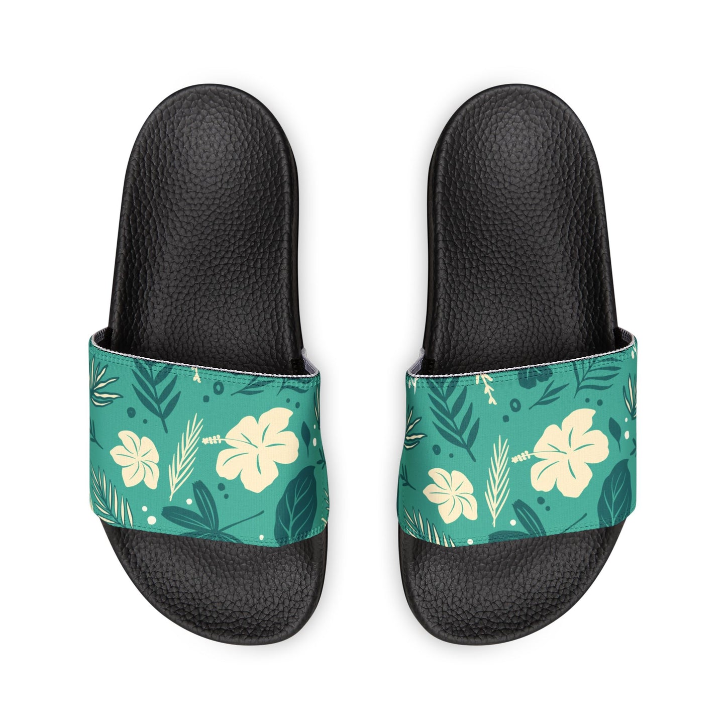 "Tropical Whispers: Teal Tapestry" Men's Beach Sandals - Island Vibes For Life