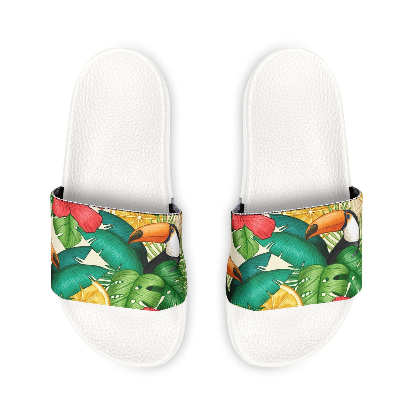 "Toucans Hiding in Hibiscus" Women's Beach Sandals - Island Vibes For Life