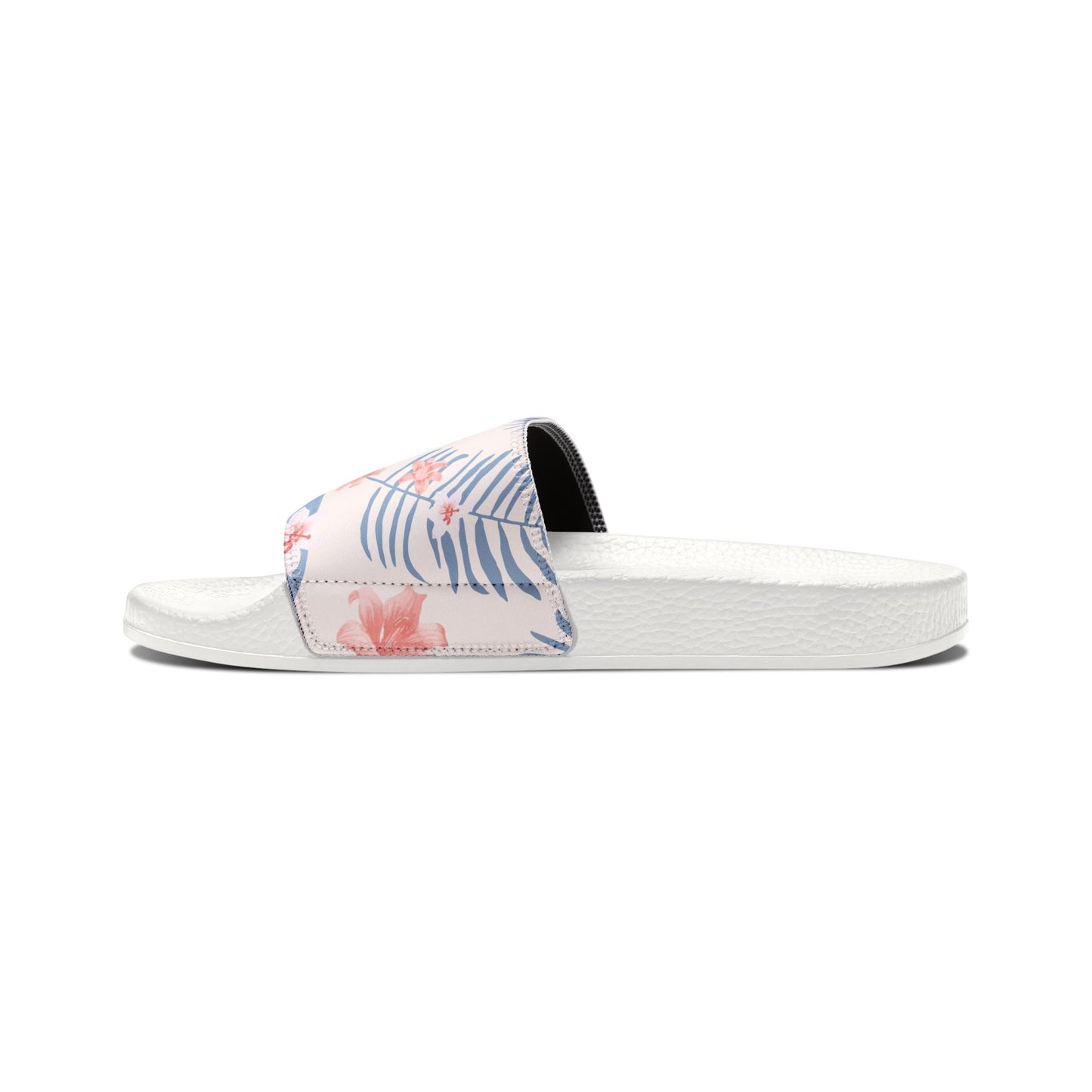 "Tropical Bliss: Coral Hibiscus Dreams" Women's Slide Sandals - Island Vibes For Life