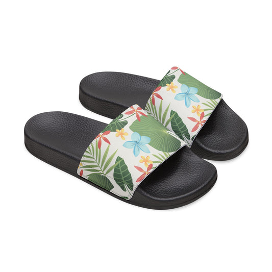 "Caribbean Leaf Carnival" Men's Beach Sandals - Island Vibes For Life