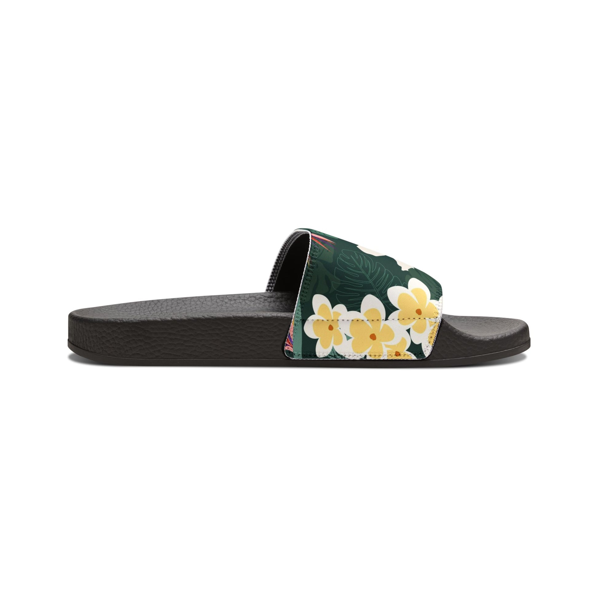 "Dark Allure with Floral Flourish" Women's Beach Sandals - Island Vibes For Life