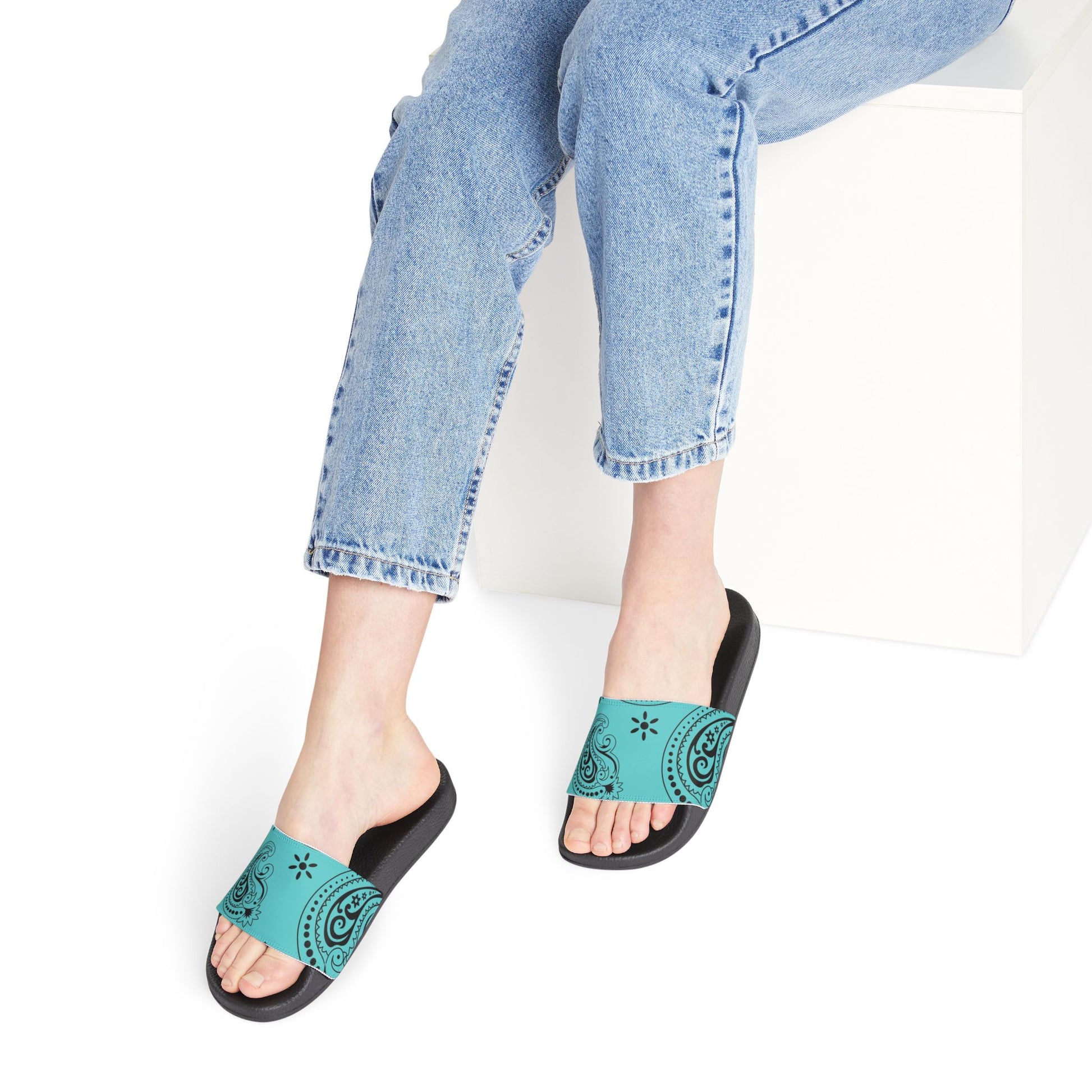 "Teal Paisley Treasure" Women's Beach Sandals - Island Vibes For Life