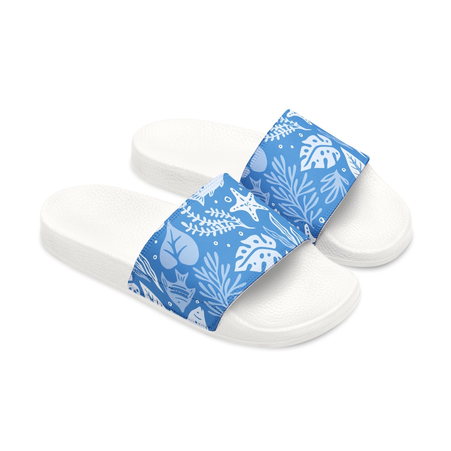 "Marine Marvels: Blue Serenade" Men's Beach Sandals - Island Vibes For Life