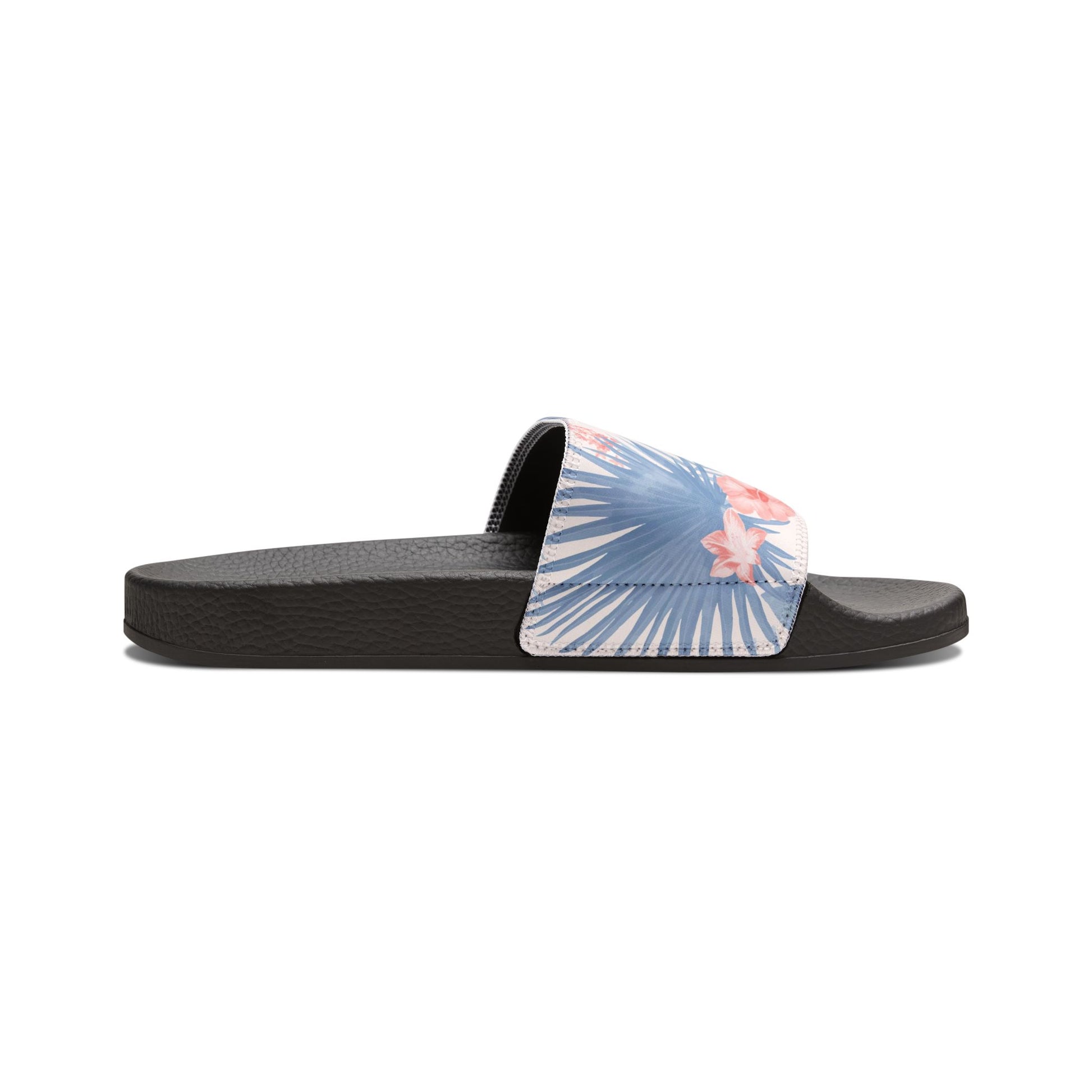 "Tropical Bliss: Coral Hibiscus Dreams" Women's Slide Sandals - Island Vibes For Life