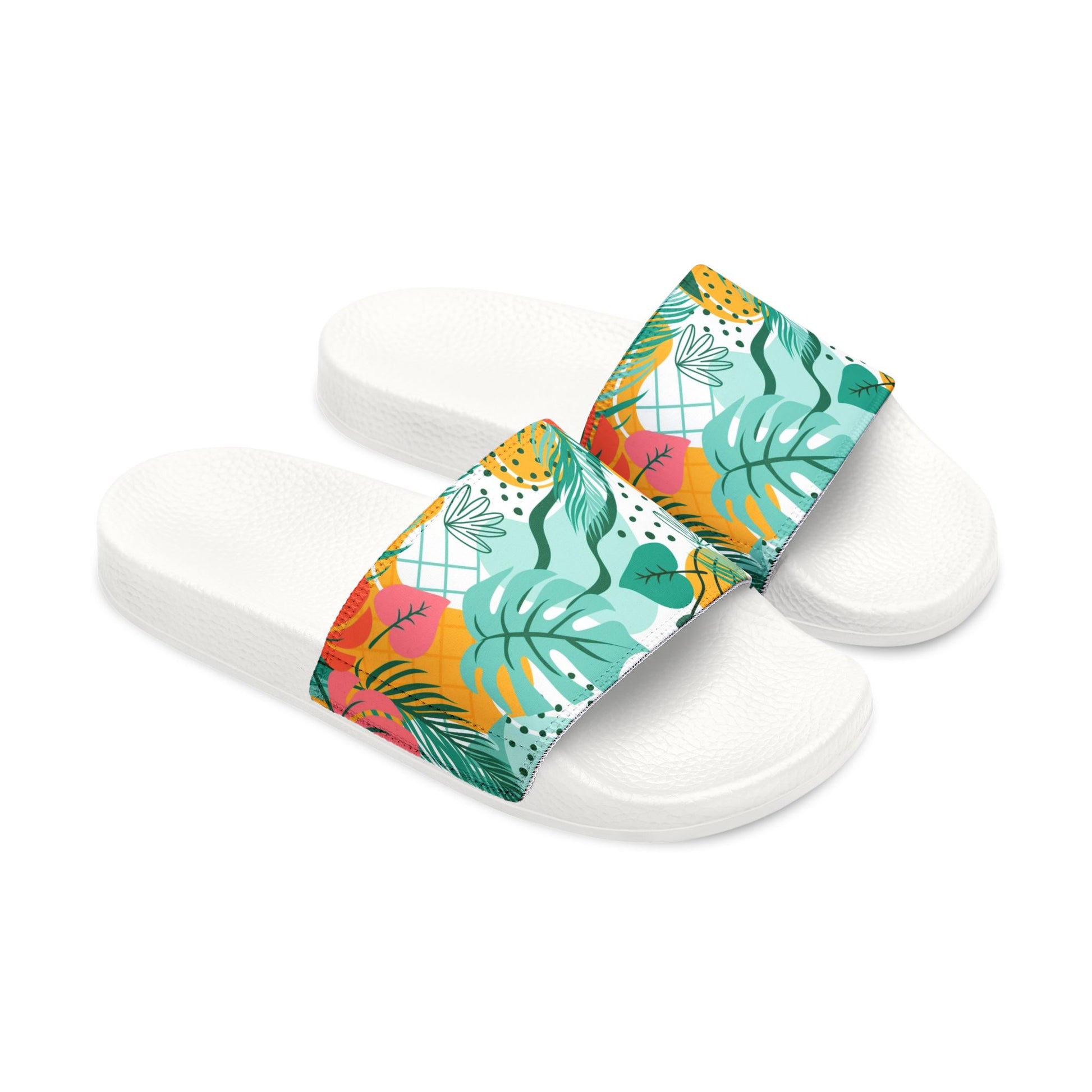 "Island Leaves Kaleidoscope" Men's Beach Sandals - Island Vibes For Life