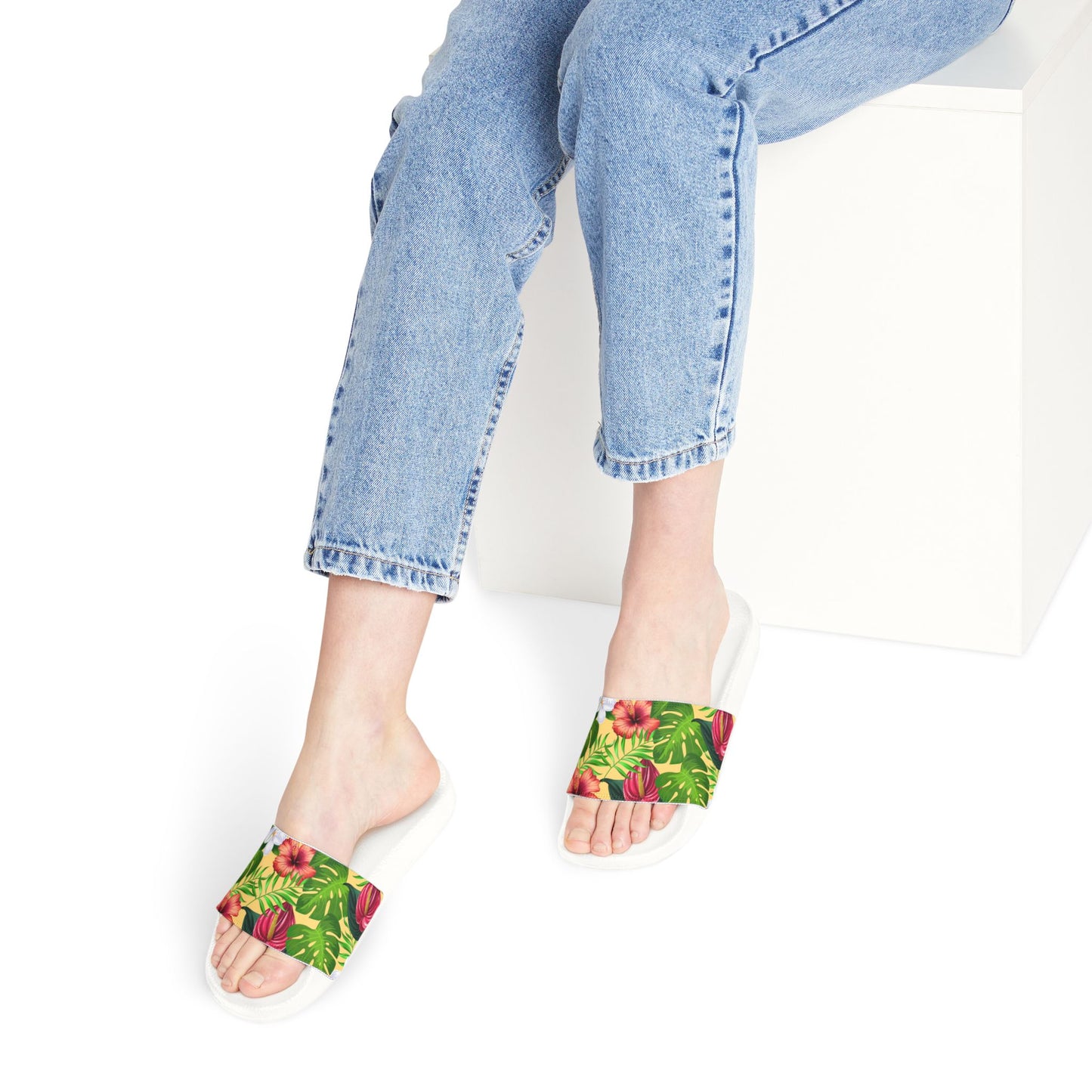 "Jungle Odyssey Hues: Golden Sun" Women's Beach Sandals - Island Vibes For Life
