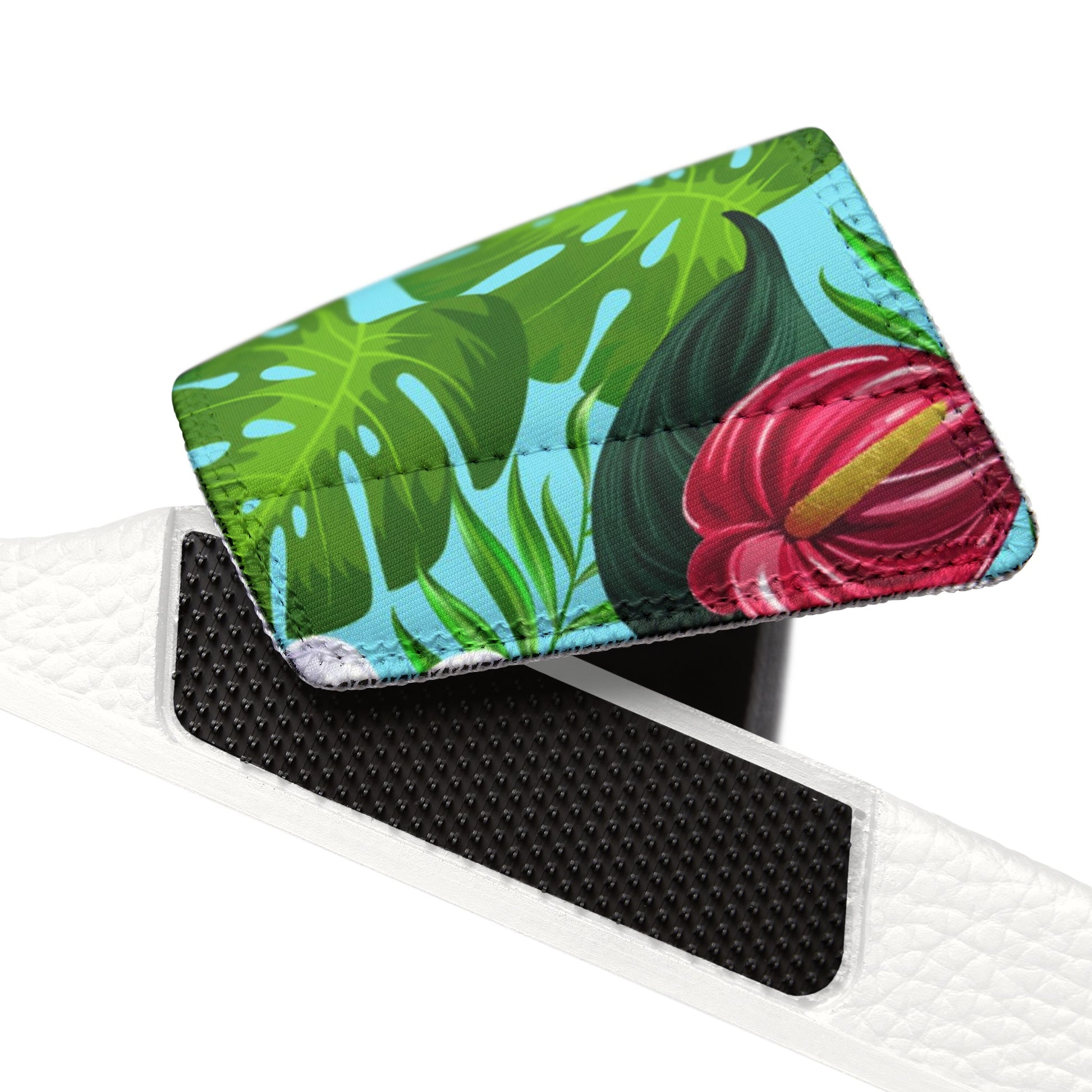 "Jungle Odyssey Hues: Celadon Blue" Men's Beach Sandals - Island Vibes For Life