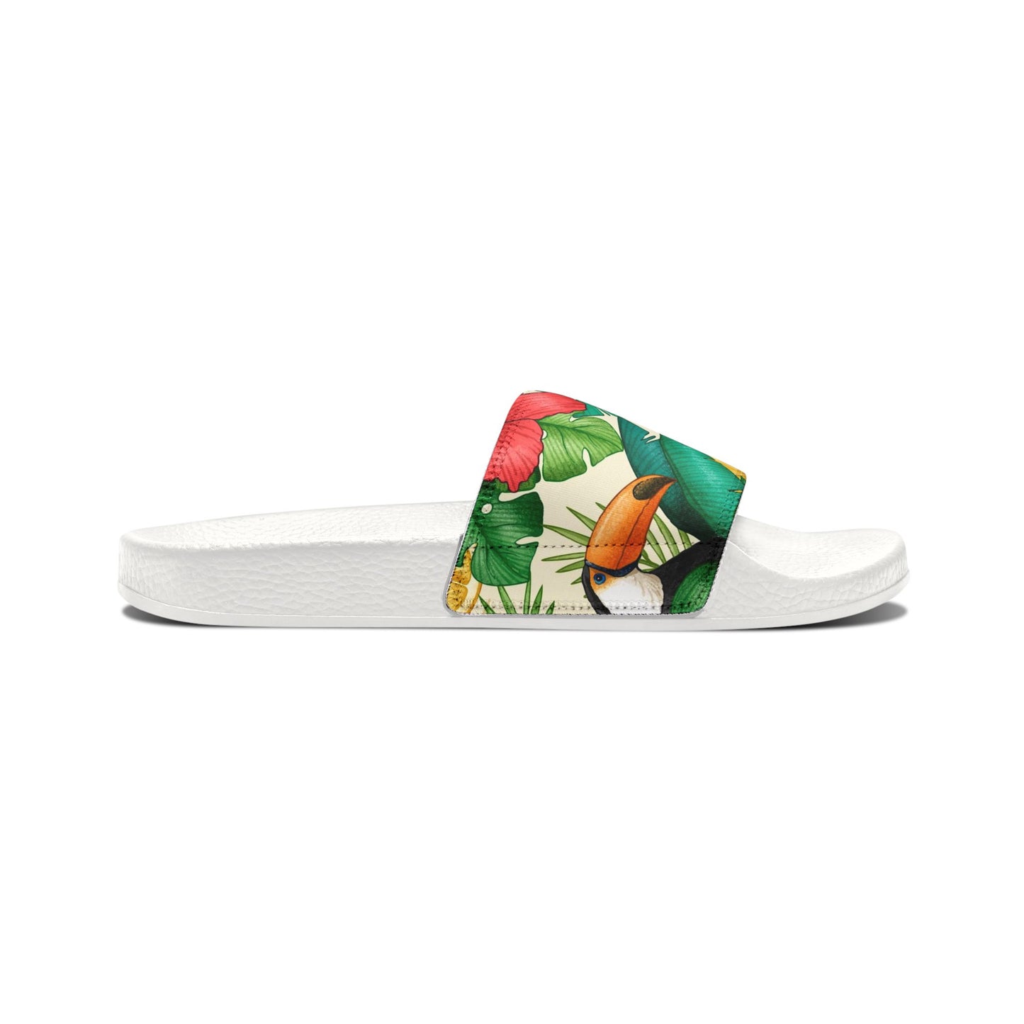"Toucans Hiding in Hibiscus" Men's Beach Sandals - Island Vibes For Life