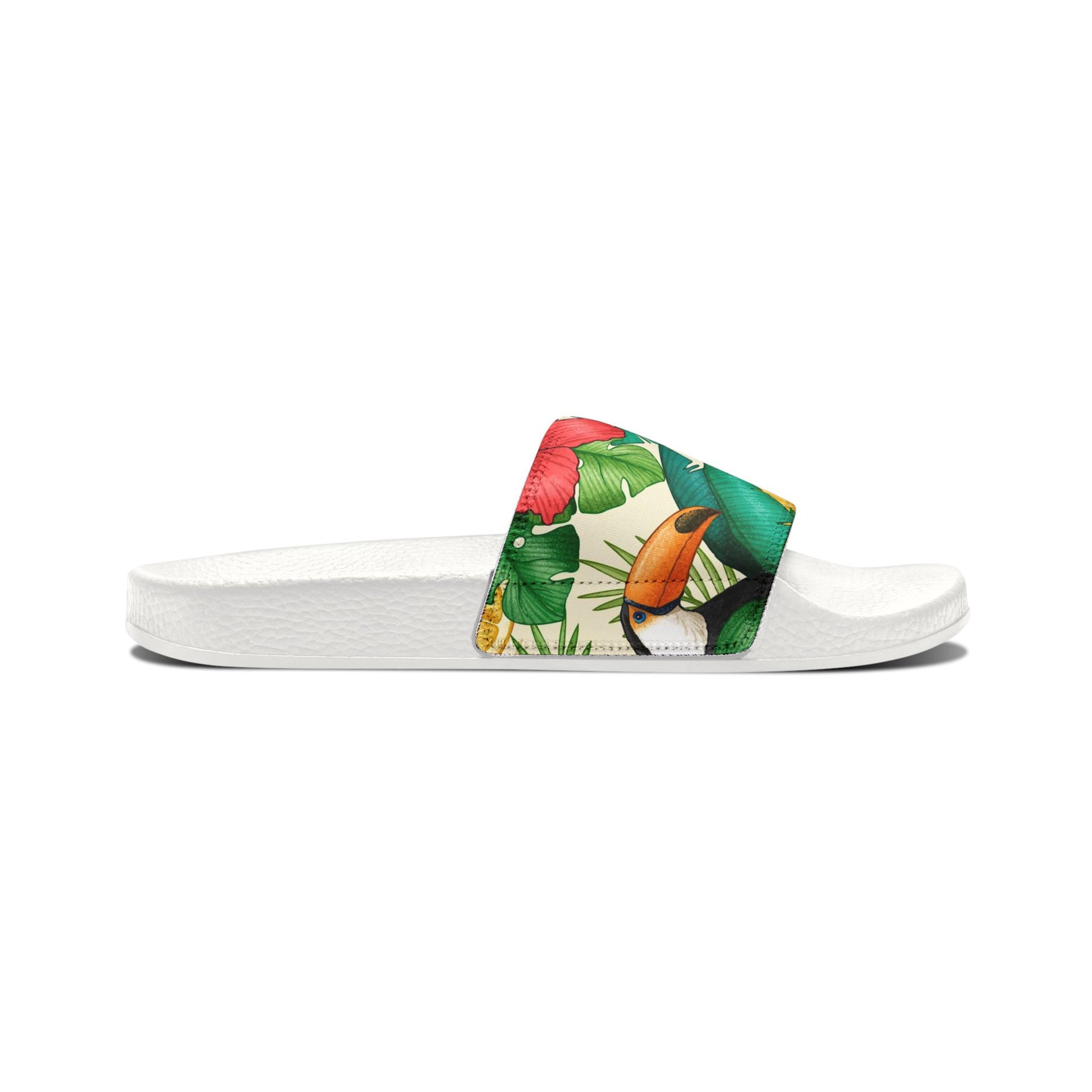 "Toucans Hiding in Hibiscus" Men's Beach Sandals - Island Vibes For Life
