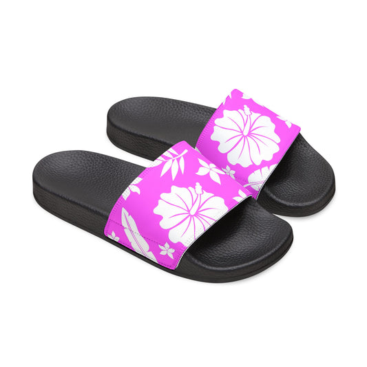 "White Hibiscus Escape" Men's Beach Sandals - Island Vibes For Life