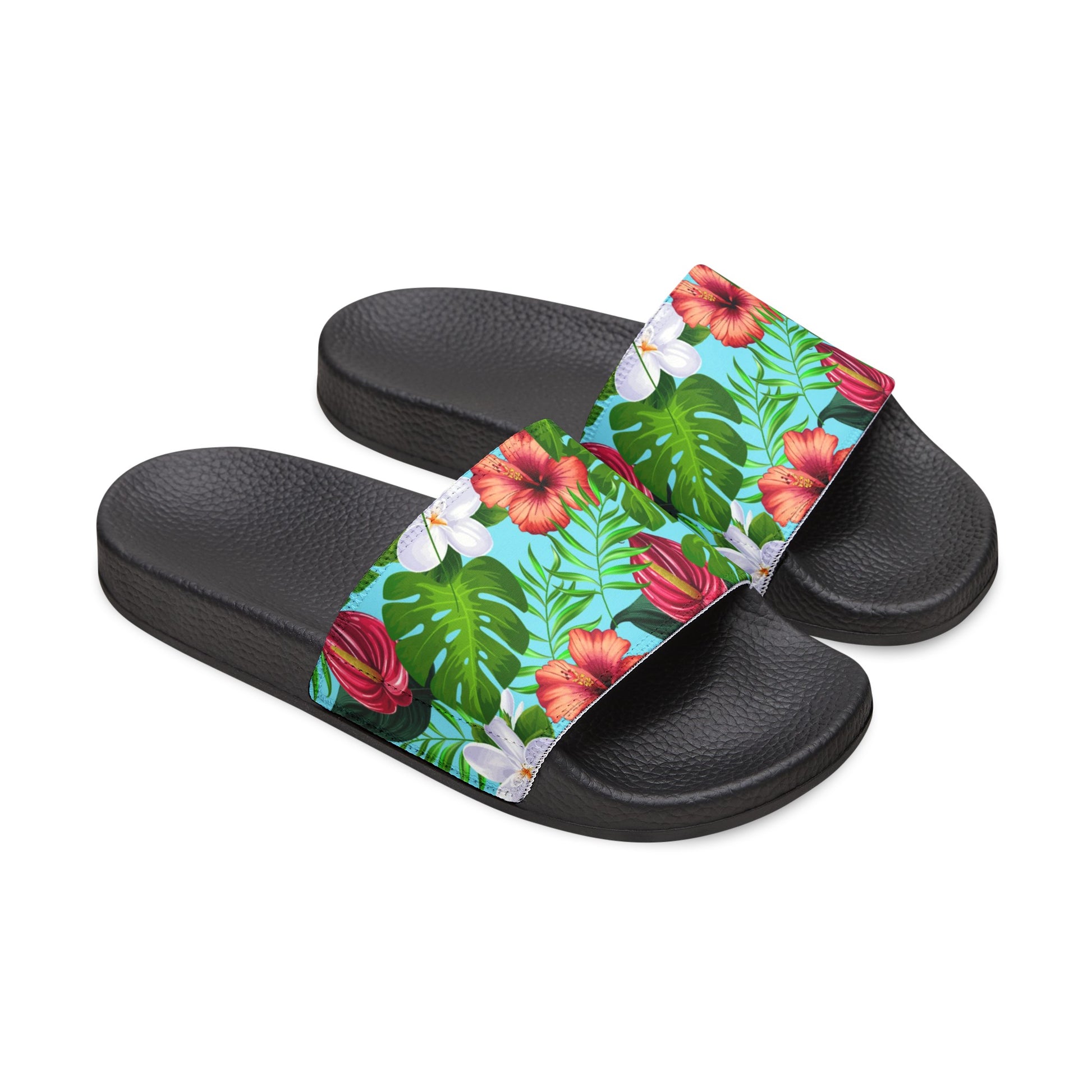 "Jungle Odyssey Hues: Celadon Blue" Men's Beach Sandals - Island Vibes For Life