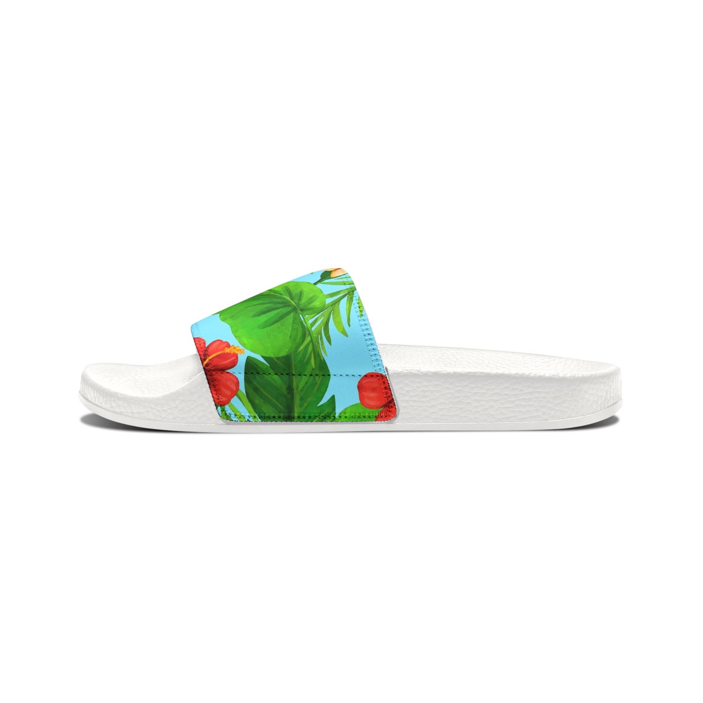 "Tropical Dreamscapes: Skybound Hibiscus" Men's Beach Sandals - Island Vibes For Life